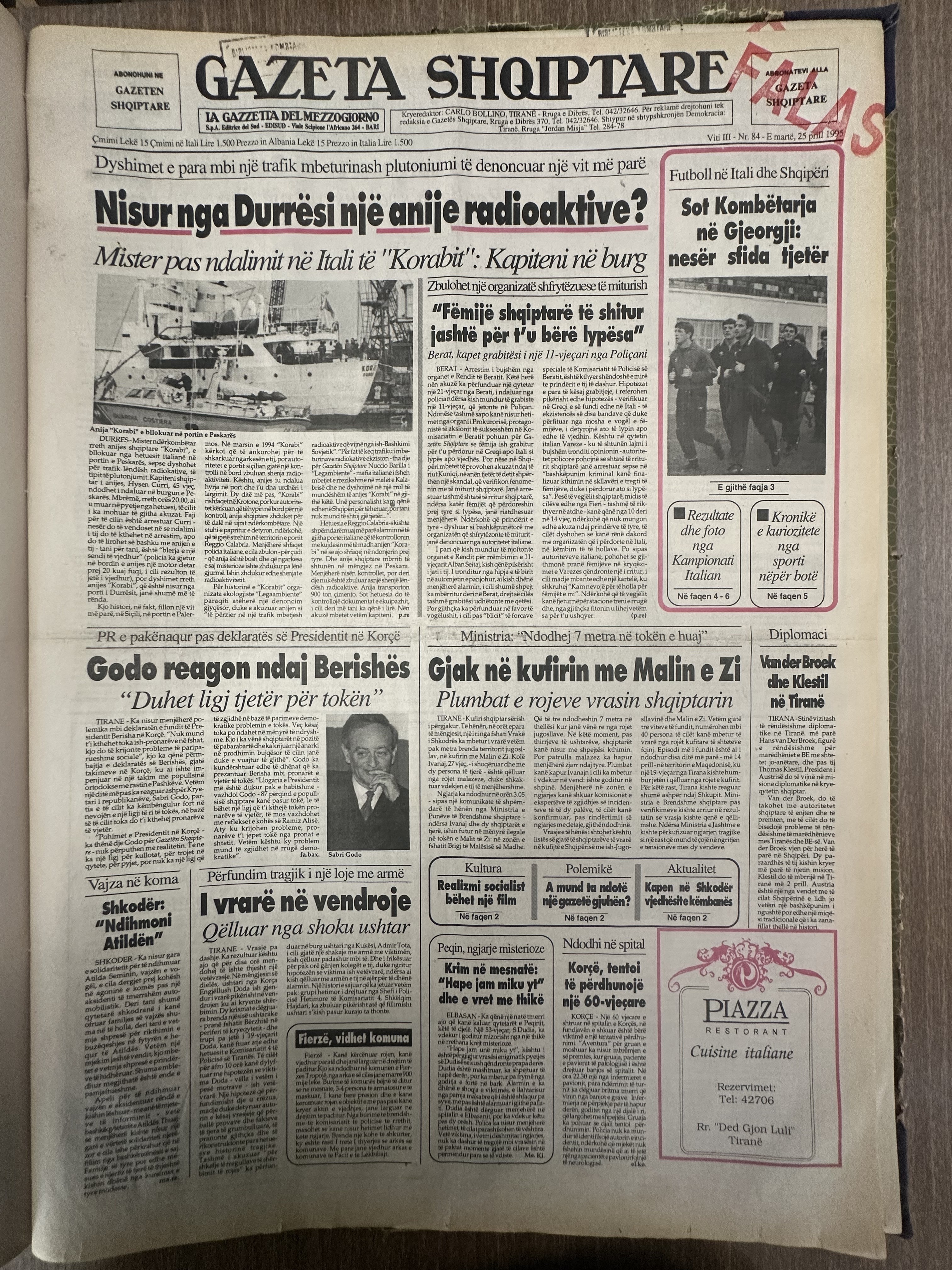 Gazeta Shqiptare 1995-04-25