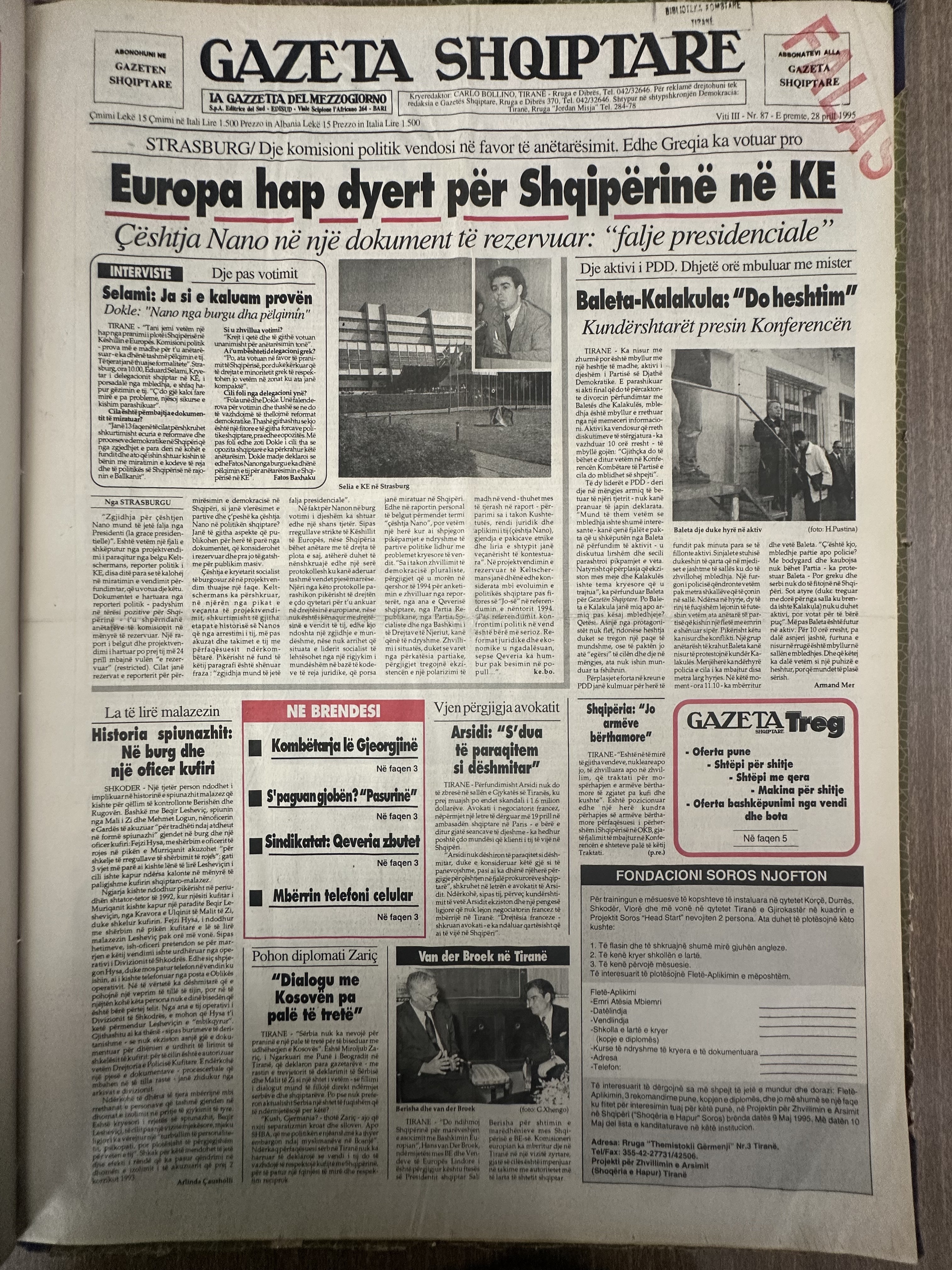 Gazeta Shqiptare 1995-04-28