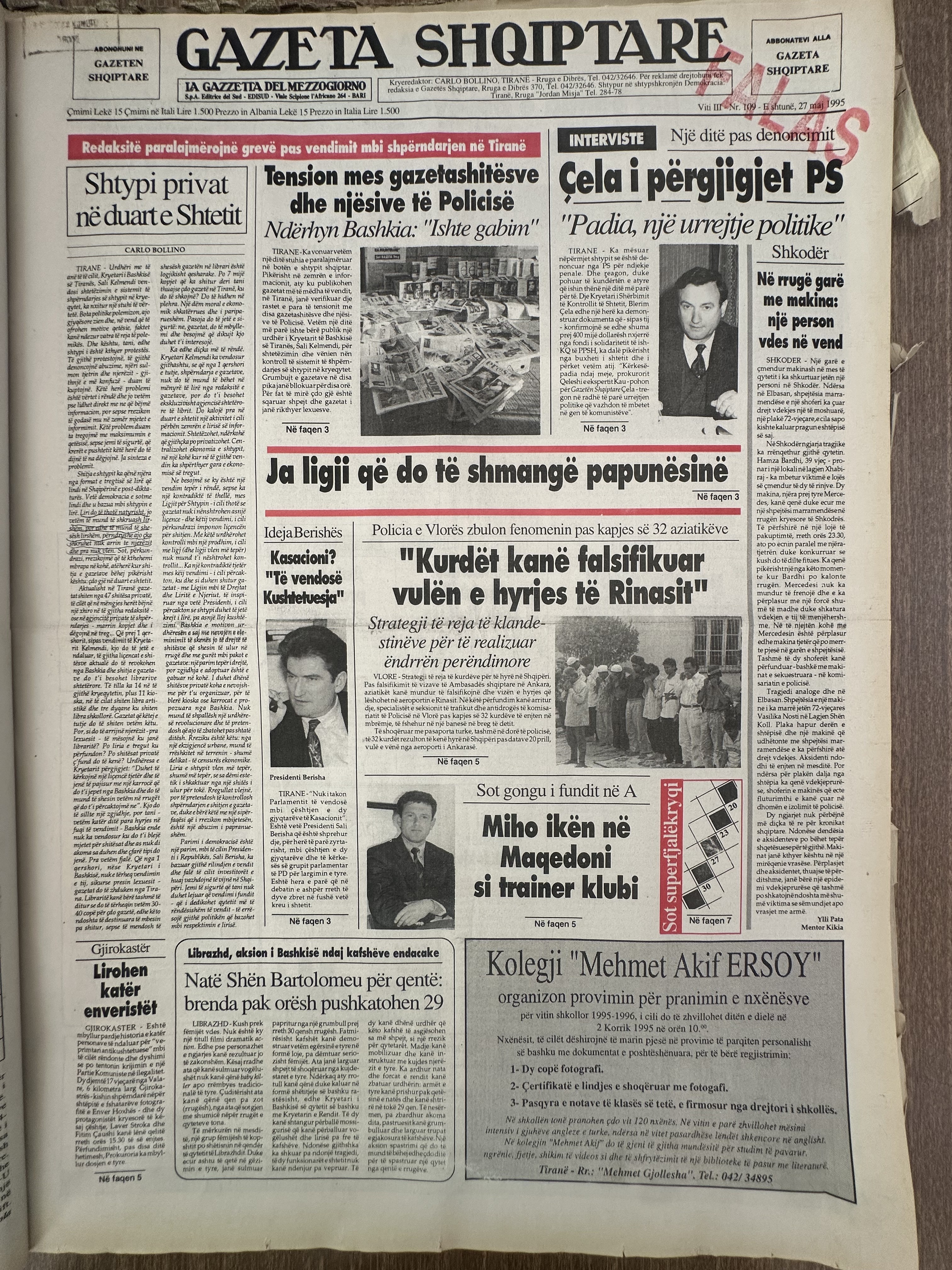 Gazeta Shqiptare 1995-05-27