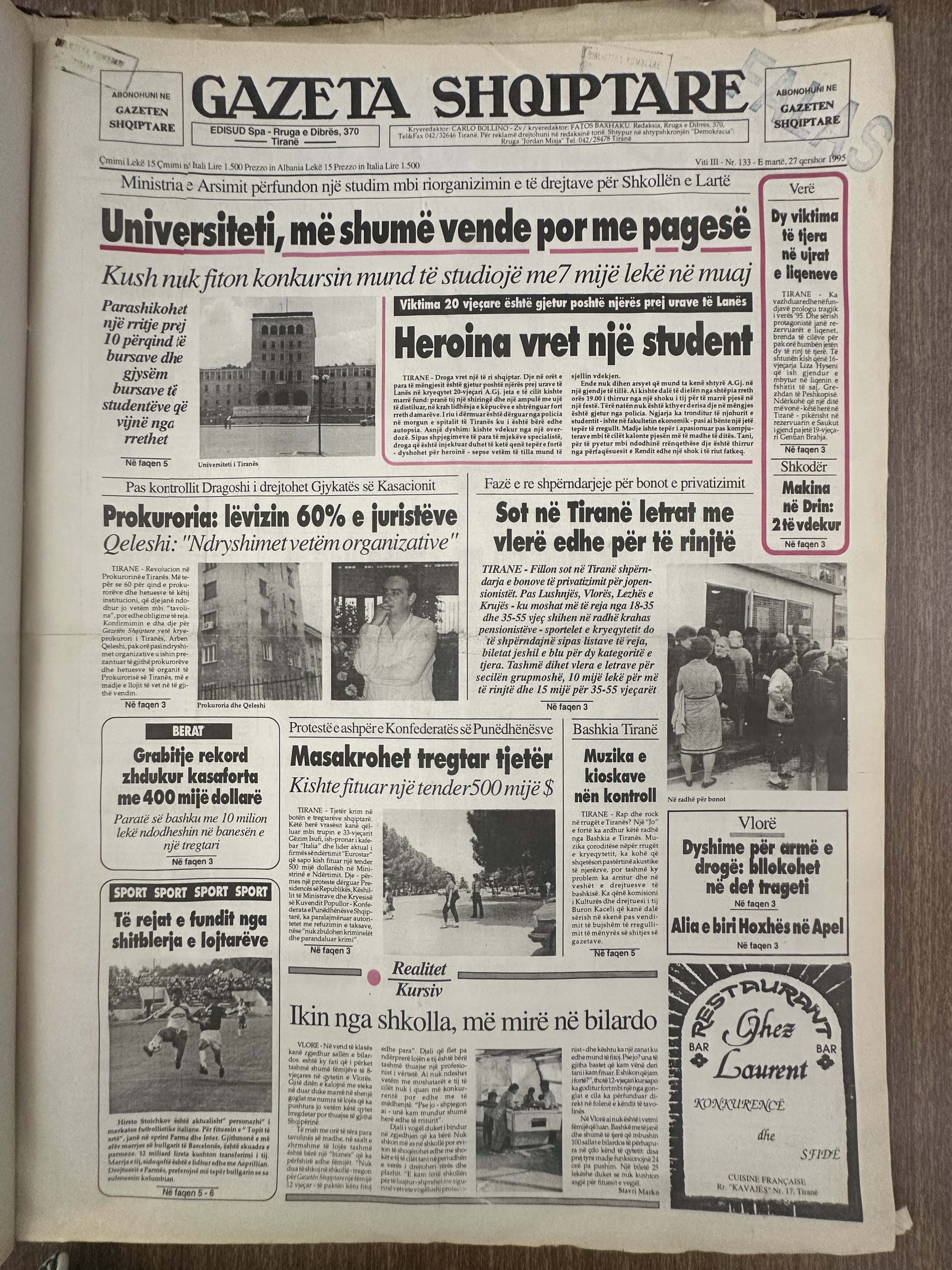 Gazeta Shqiptare 1995-06-27