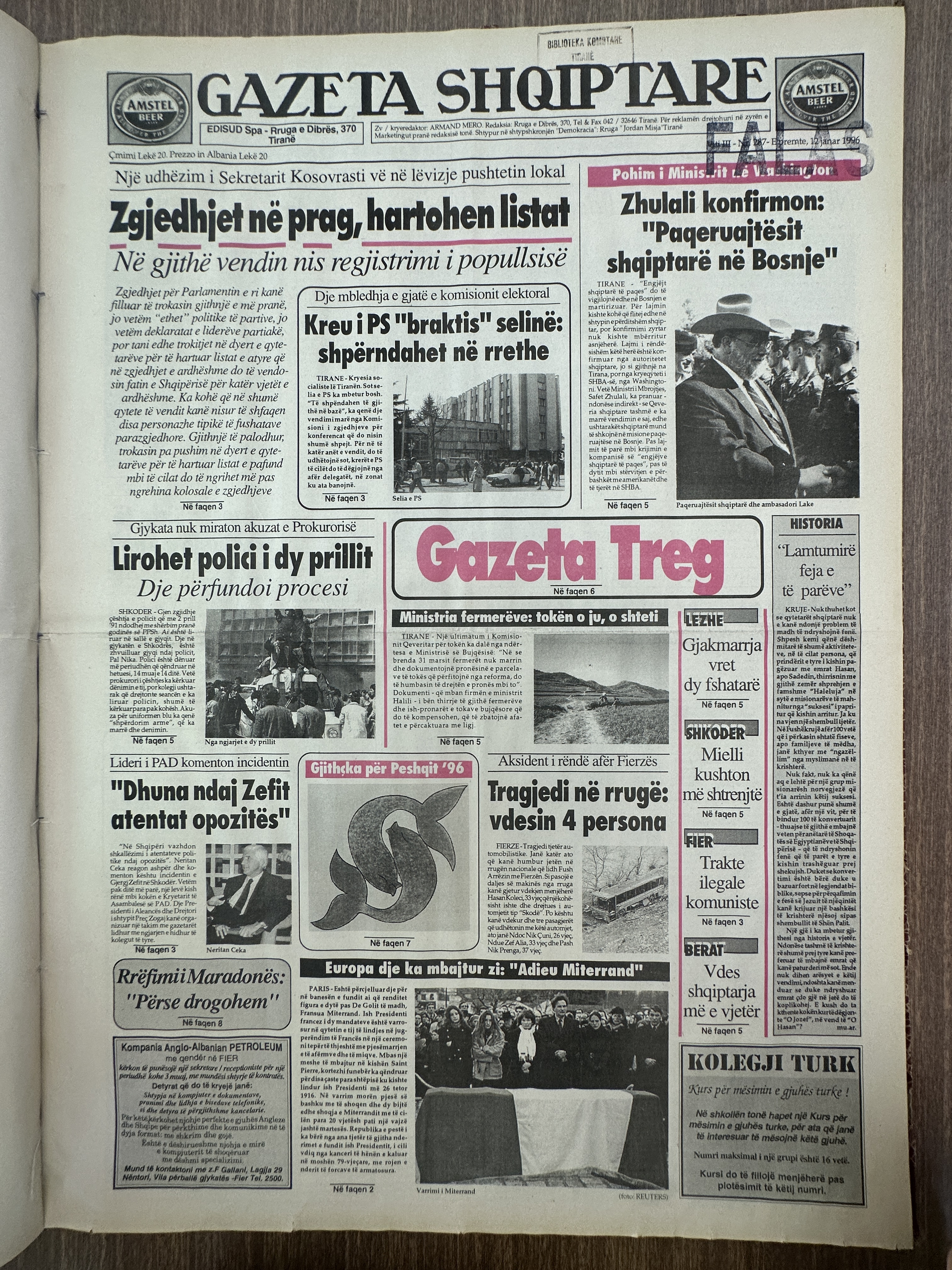 Gazeta Shqiptare 1996-01-12