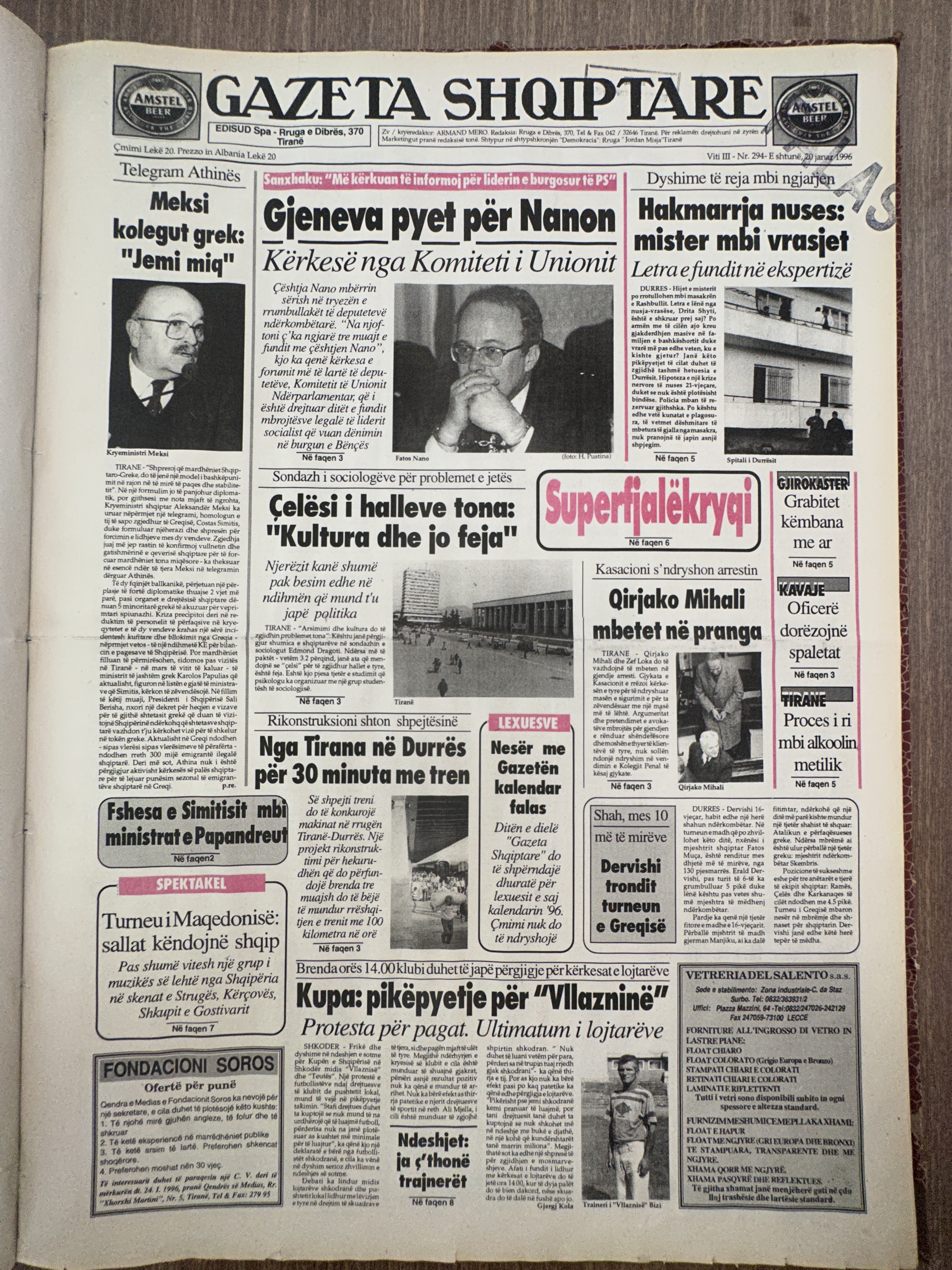 Gazeta Shqiptare 1996-01-20