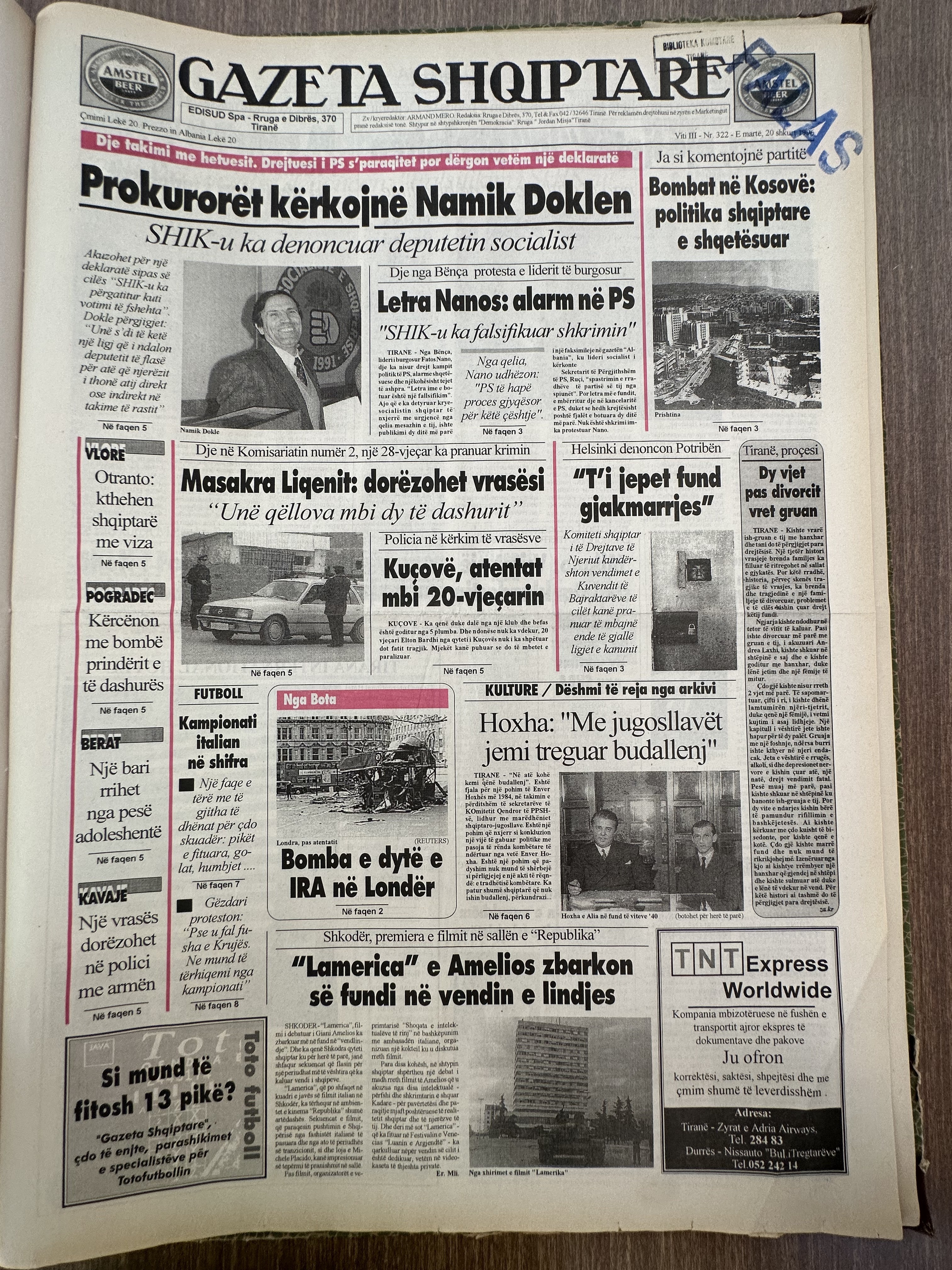 Gazeta Shqiptare 2001-01-20