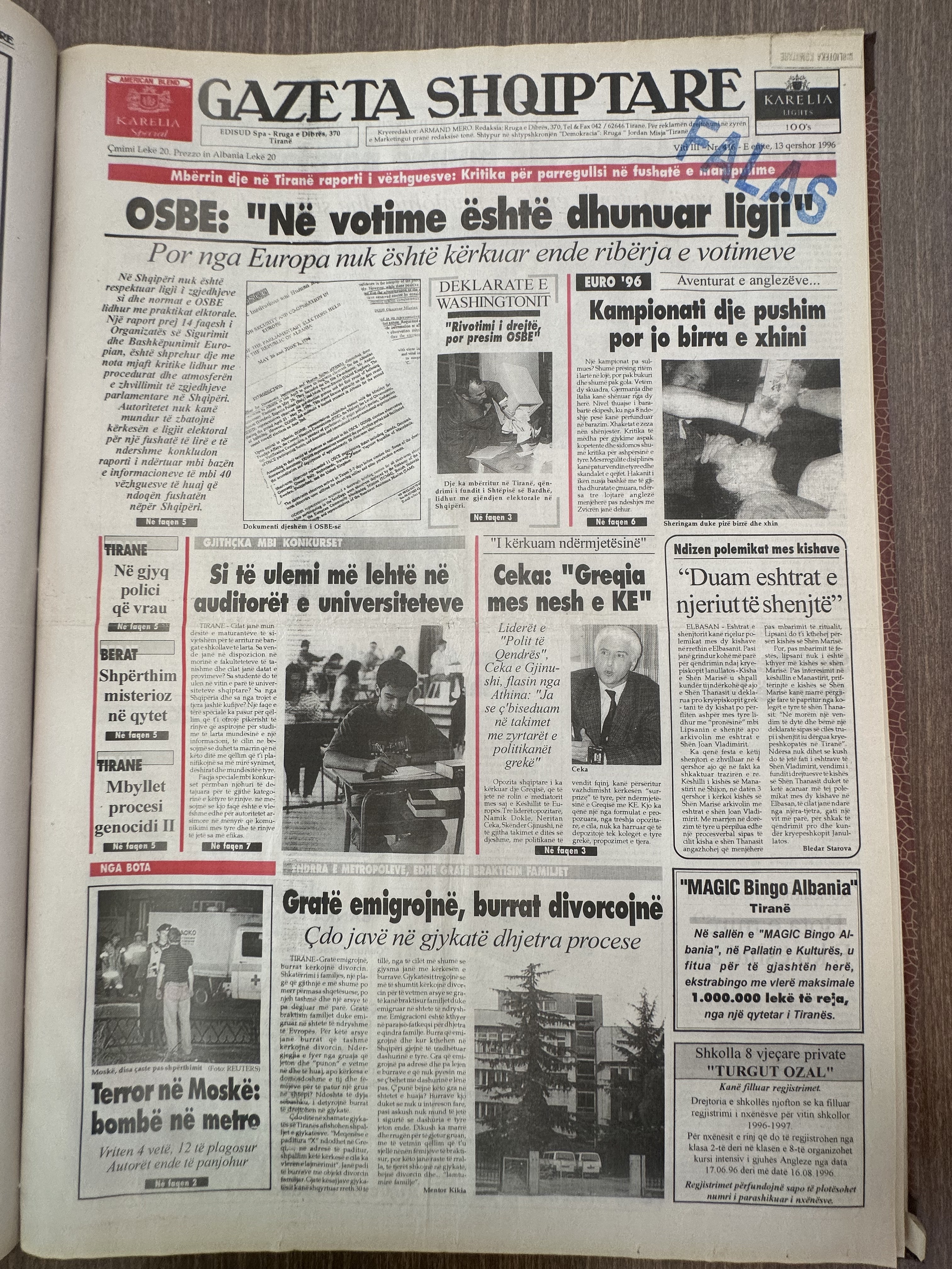 Gazeta Shqiptare 1996-08-13