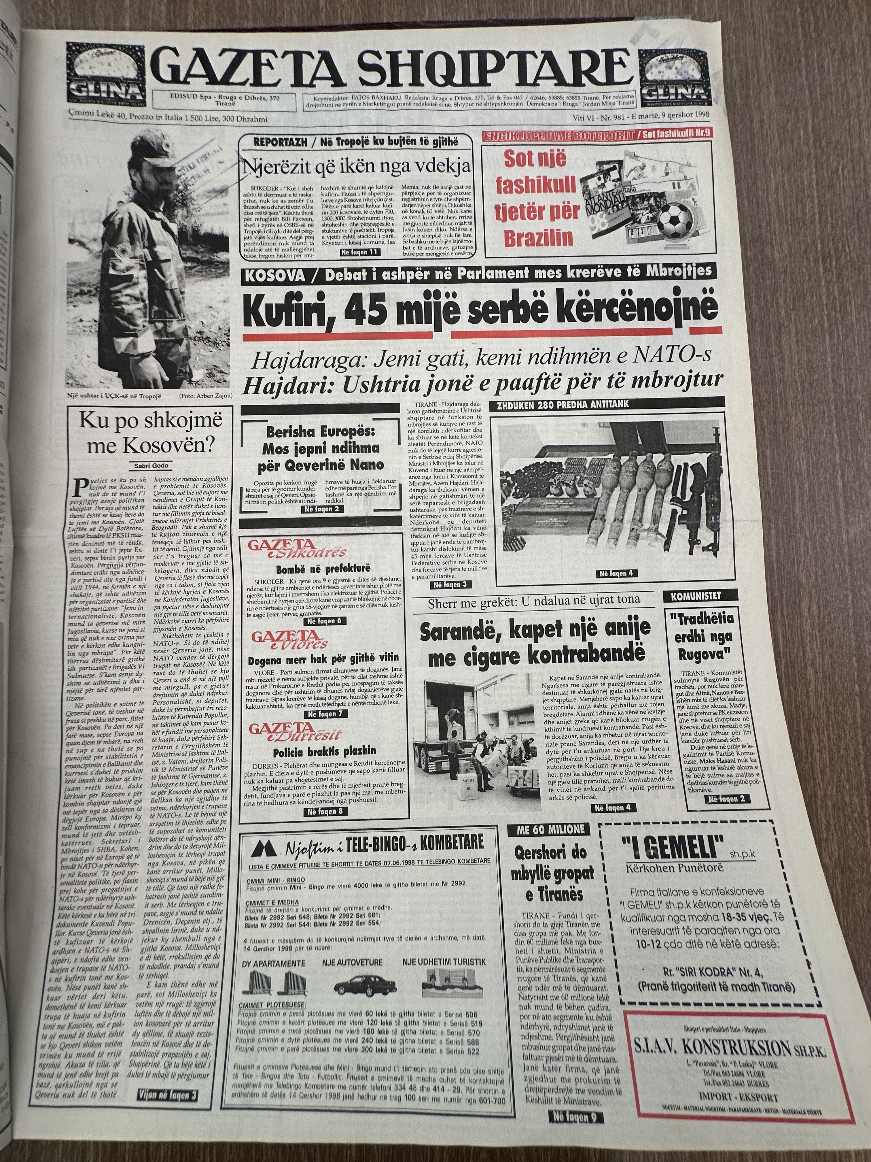 Gazeta Shqiptare 1998-03-09