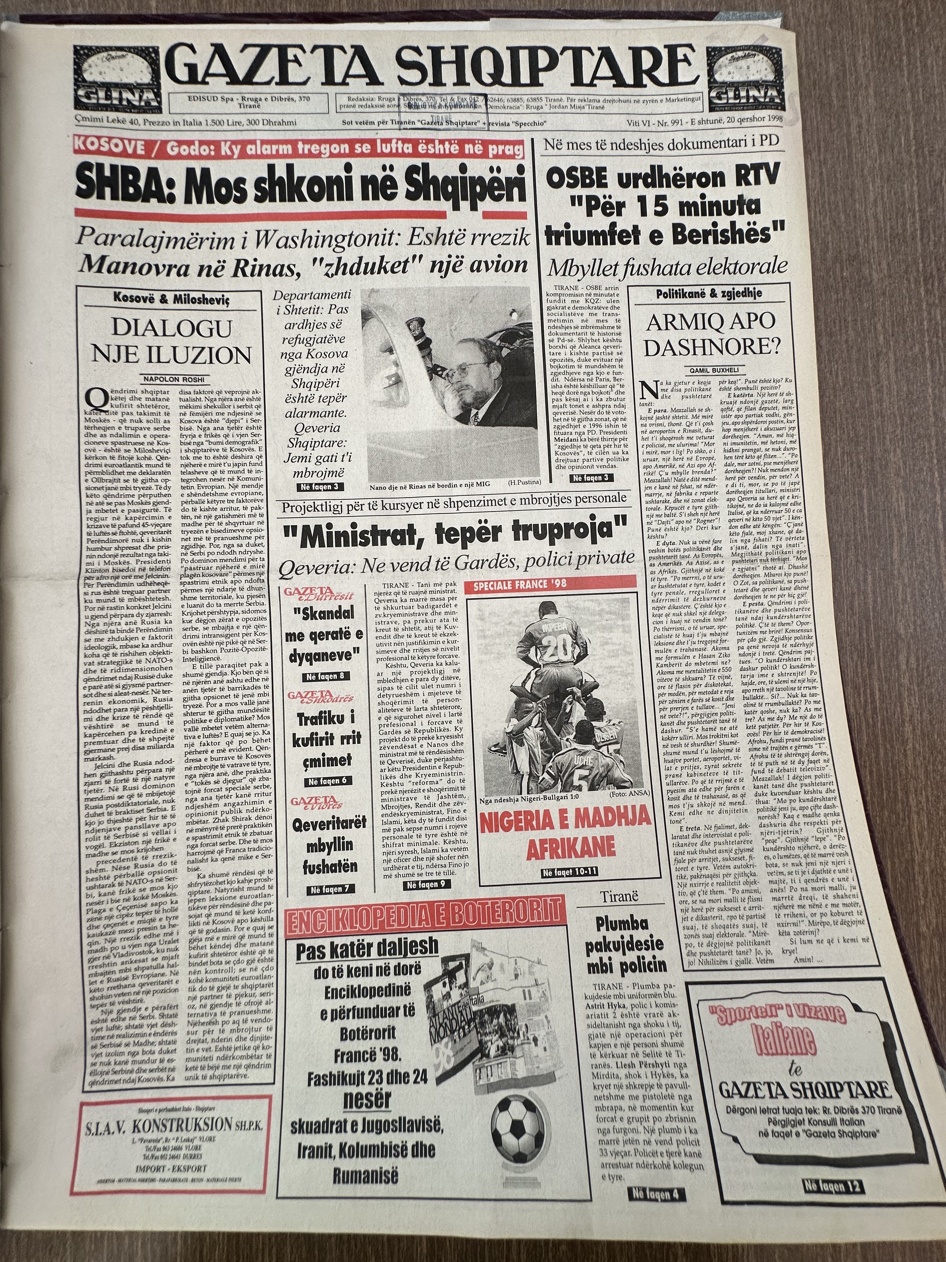 Gazeta Shqiptare 1998-06-20