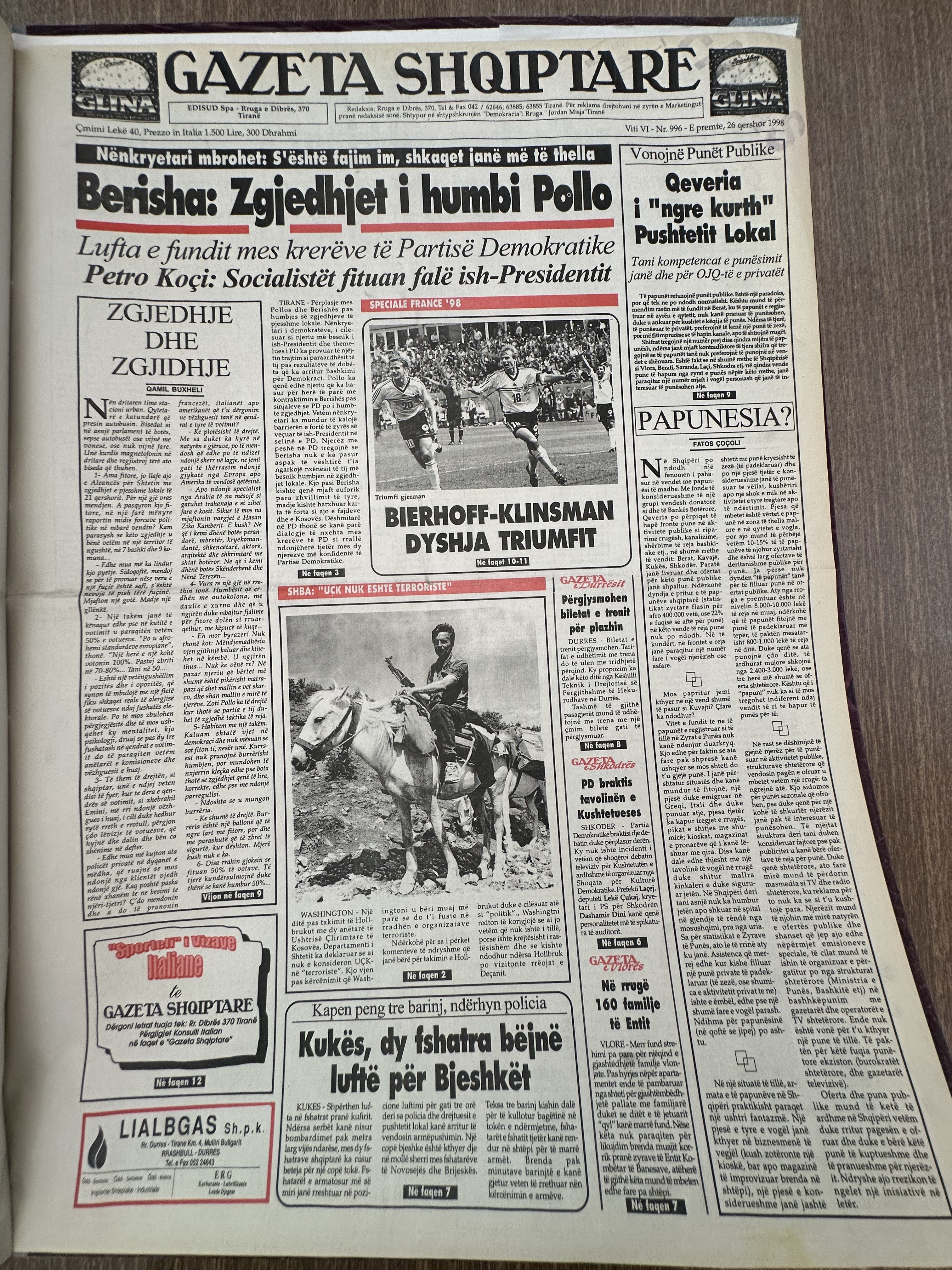 Gazeta Shqiptare 1998-06-26