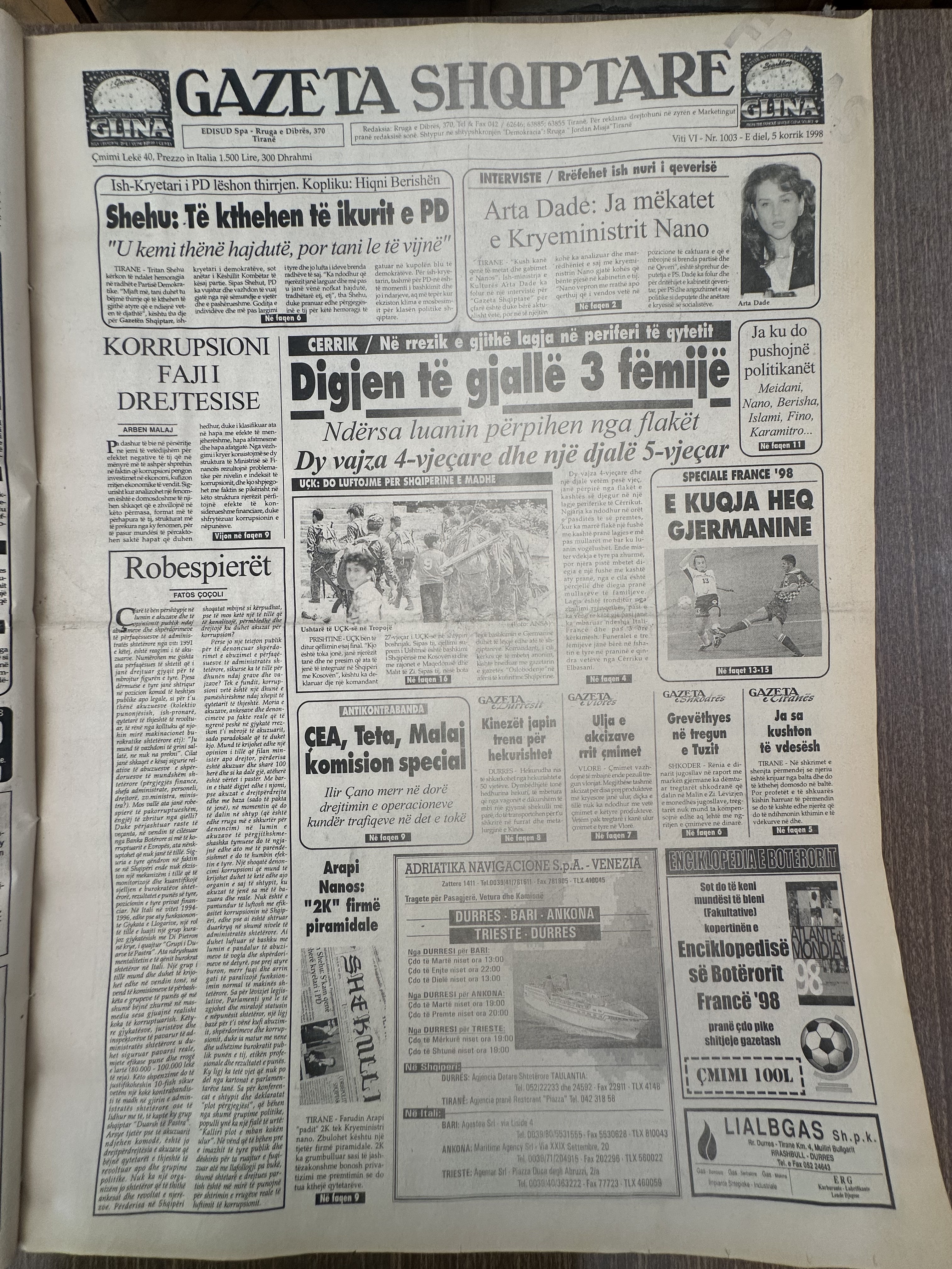 Gazeta Shqiptare 1998-07-05