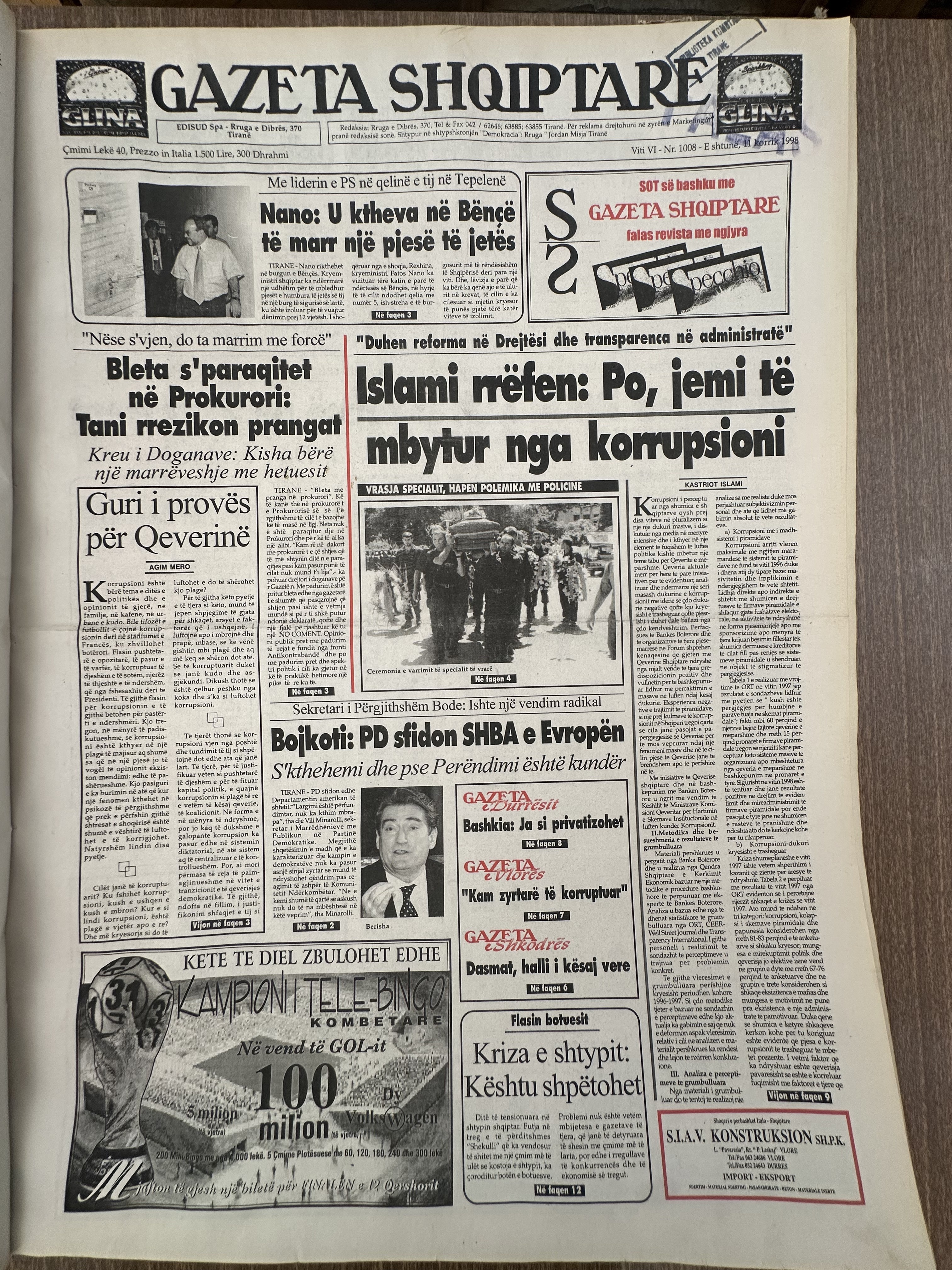 Gazeta Shqiptare 1998-07-11