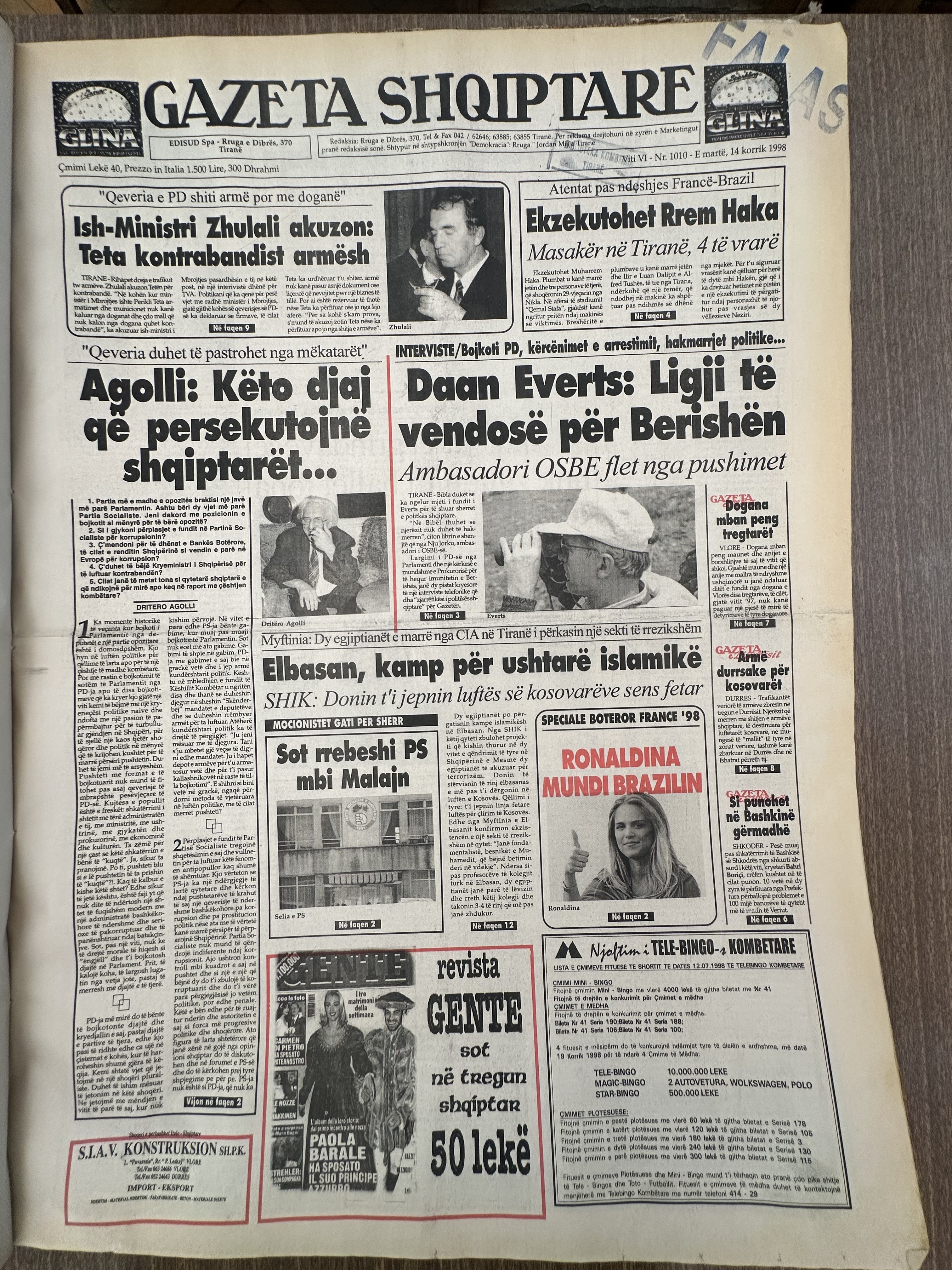 Gazeta Shqiptare 1998-07-14