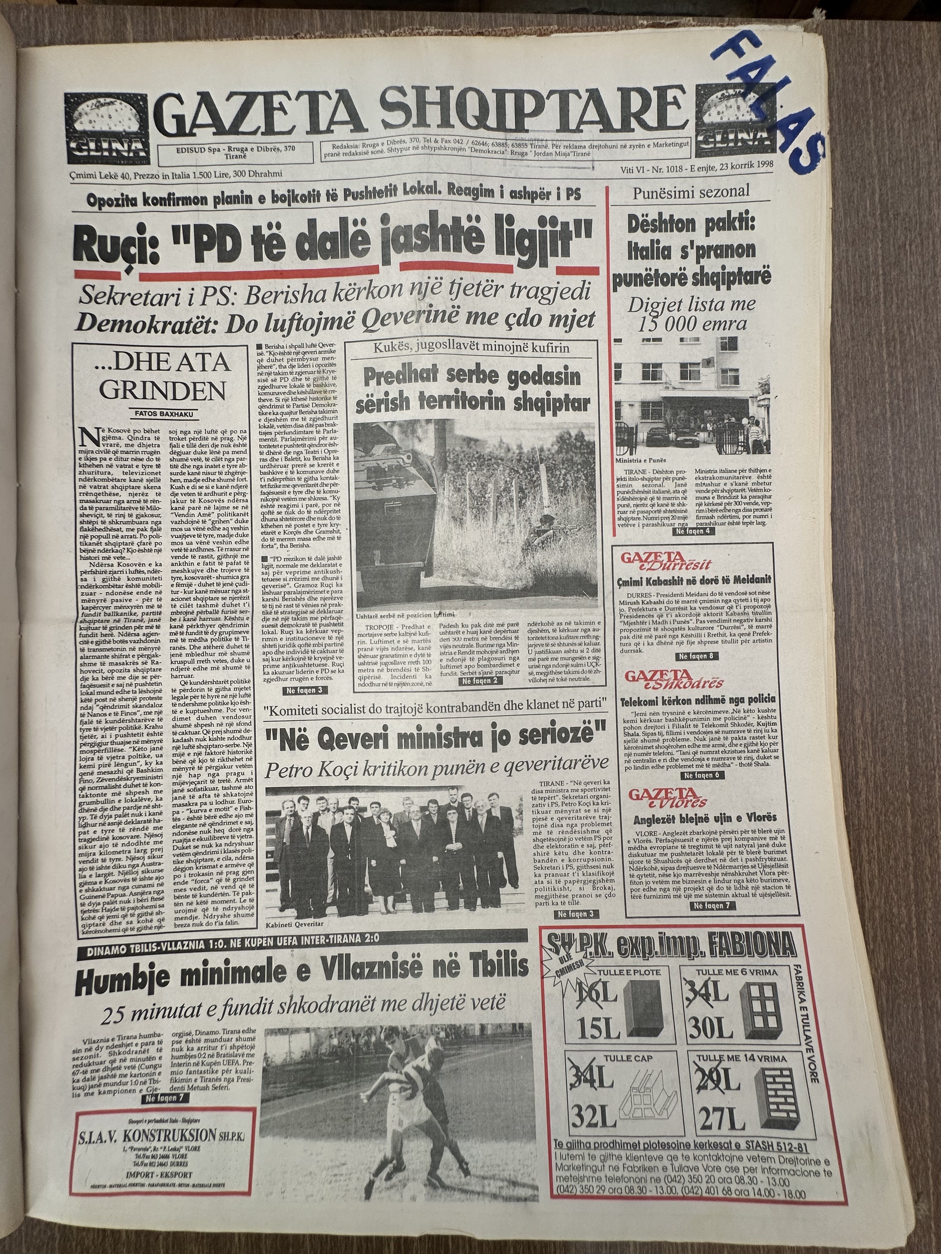 Gazeta Shqiptare 1998-07-23