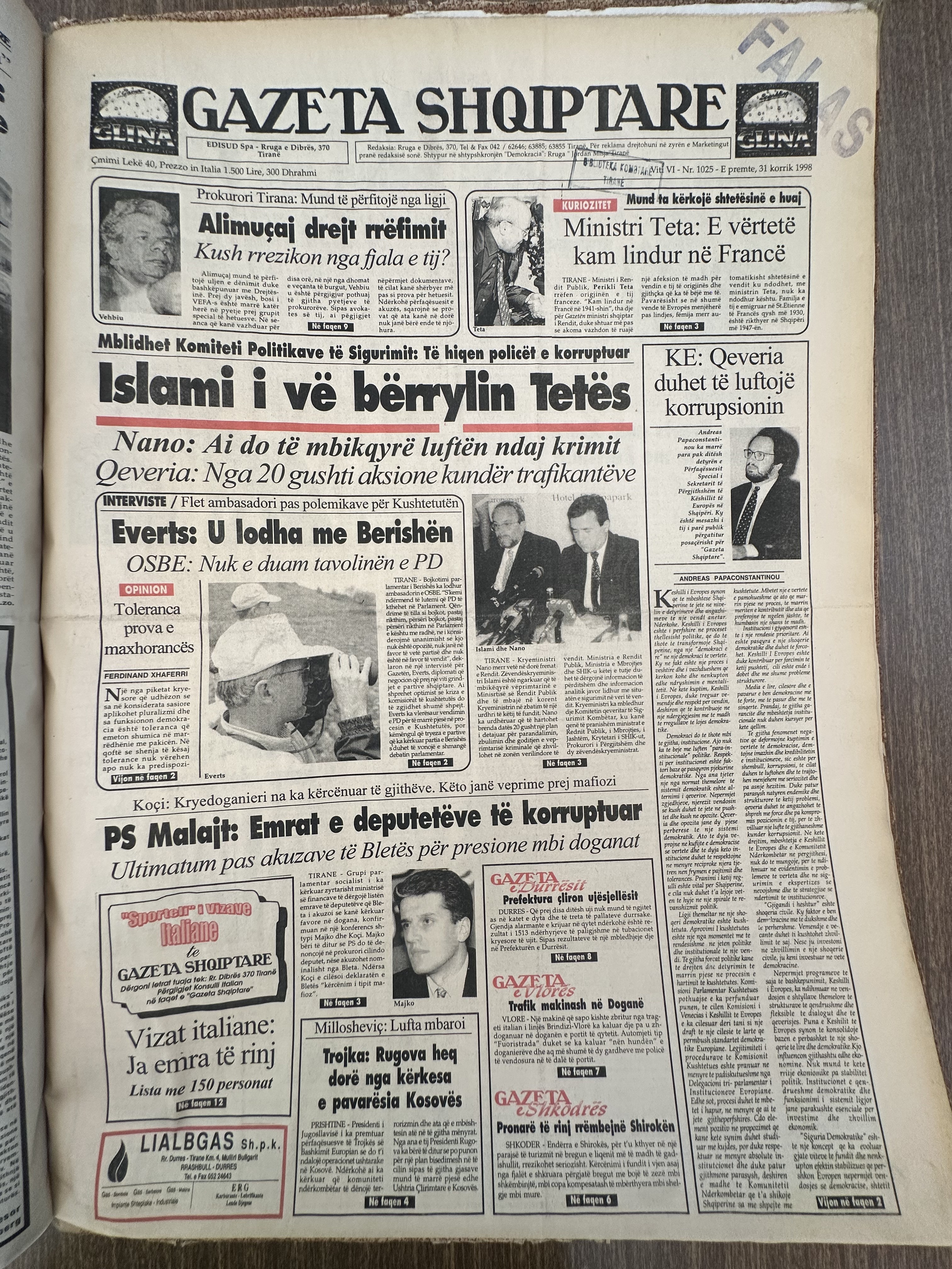 Gazeta Shqiptare 1998-07-31