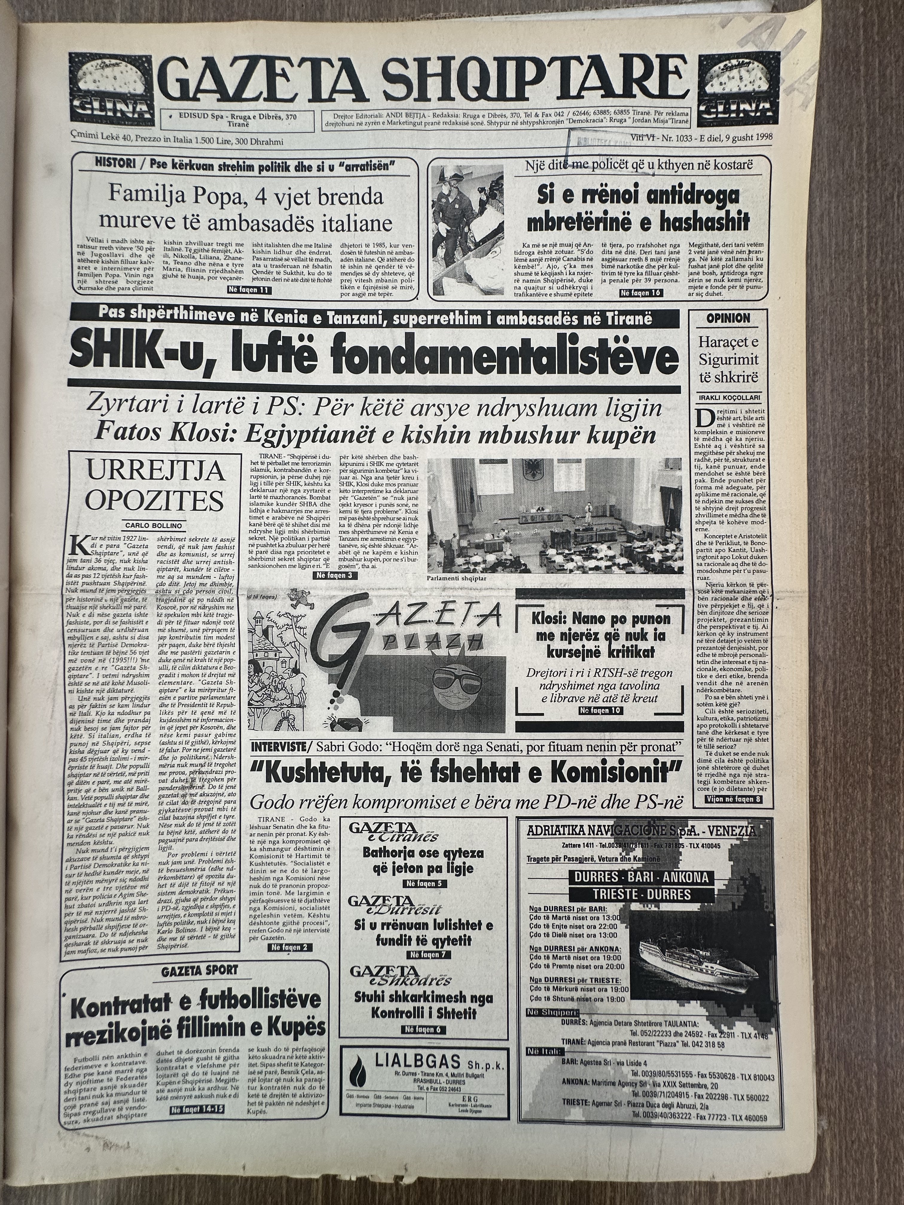 Gazeta Shqiptare 1998-08-09