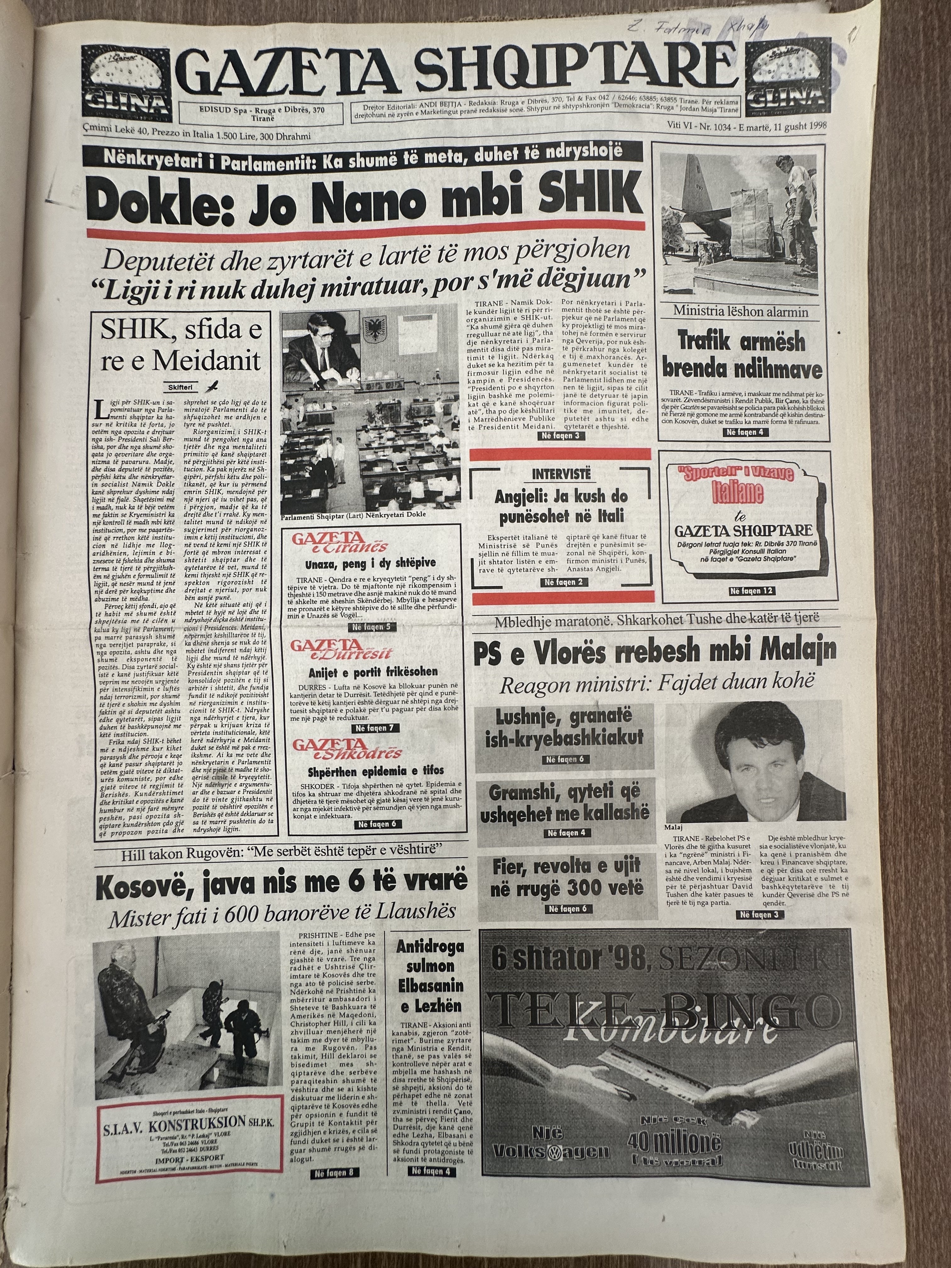 Gazeta Shqiptare 1998-08-11