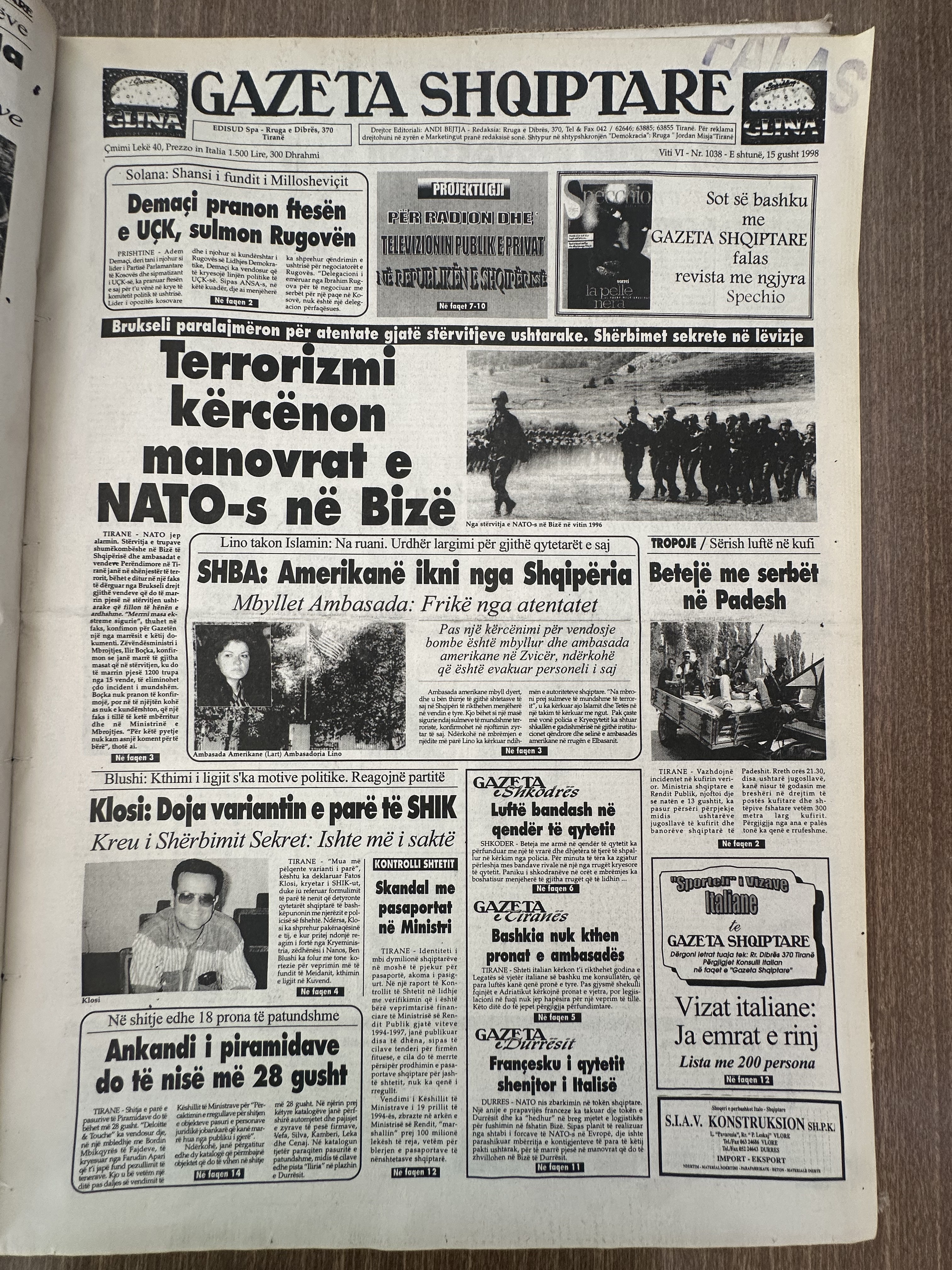 Gazeta Shqiptare 1998-08-15