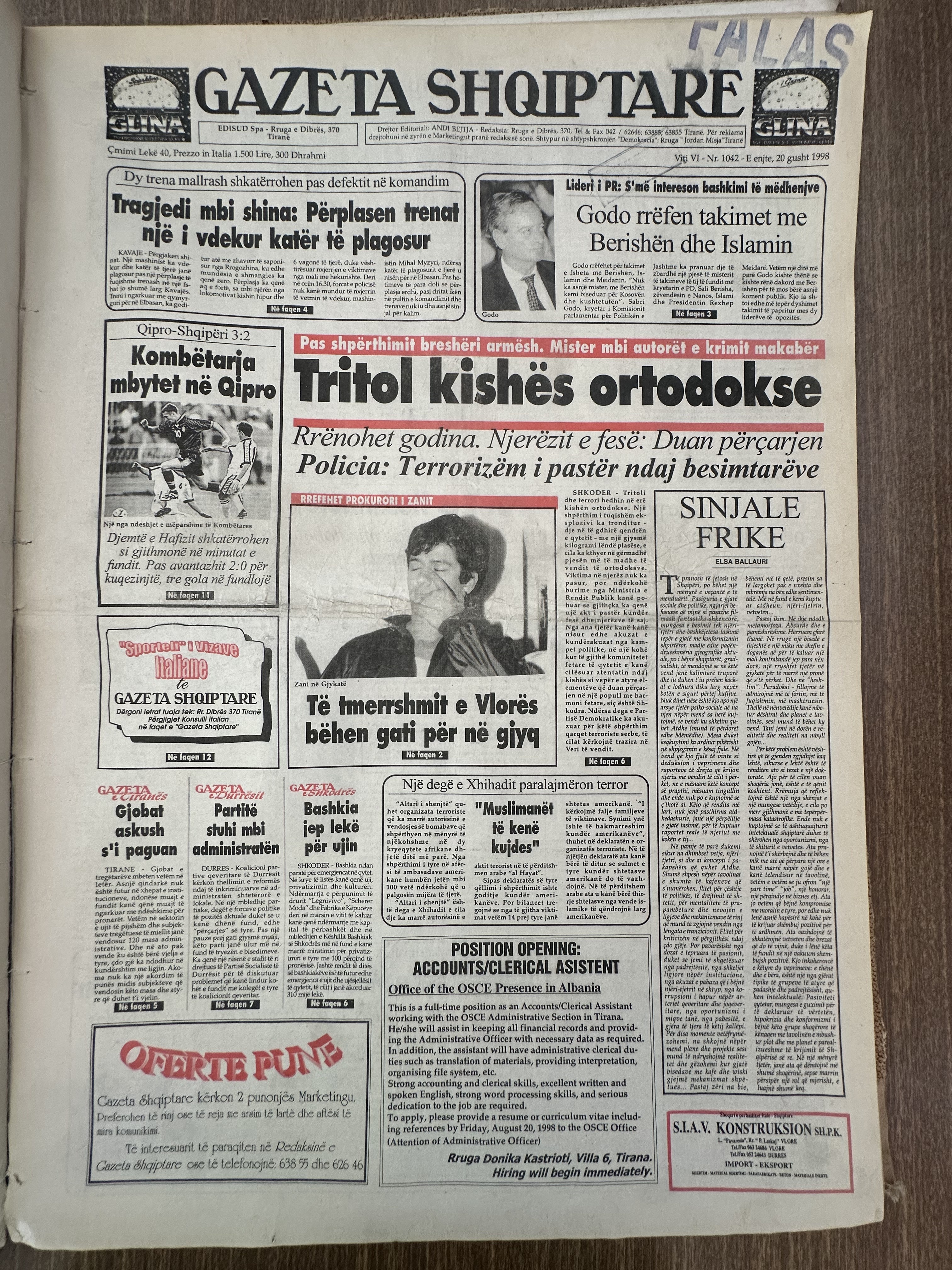 Gazeta Shqiptare 1998-08-20