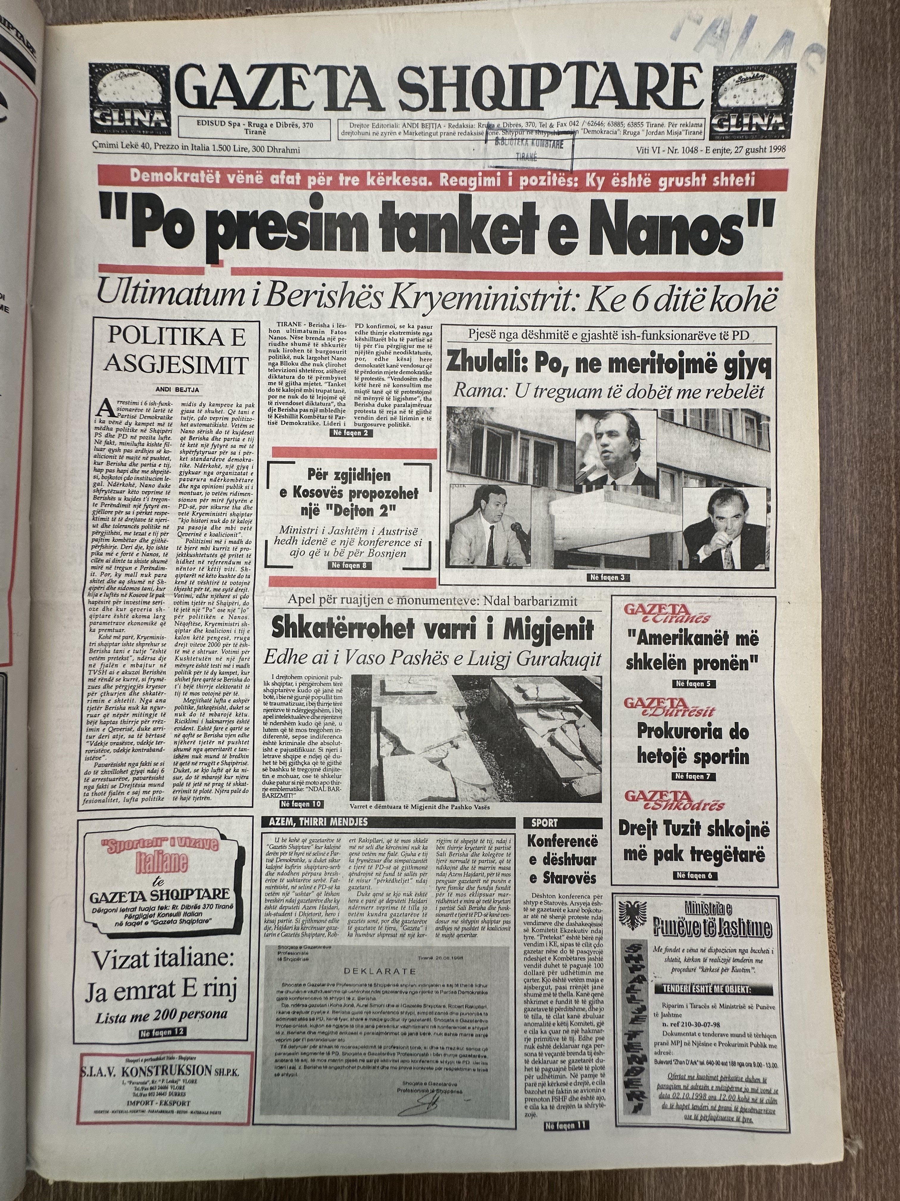 Gazeta Shqiptare 1998-08-27