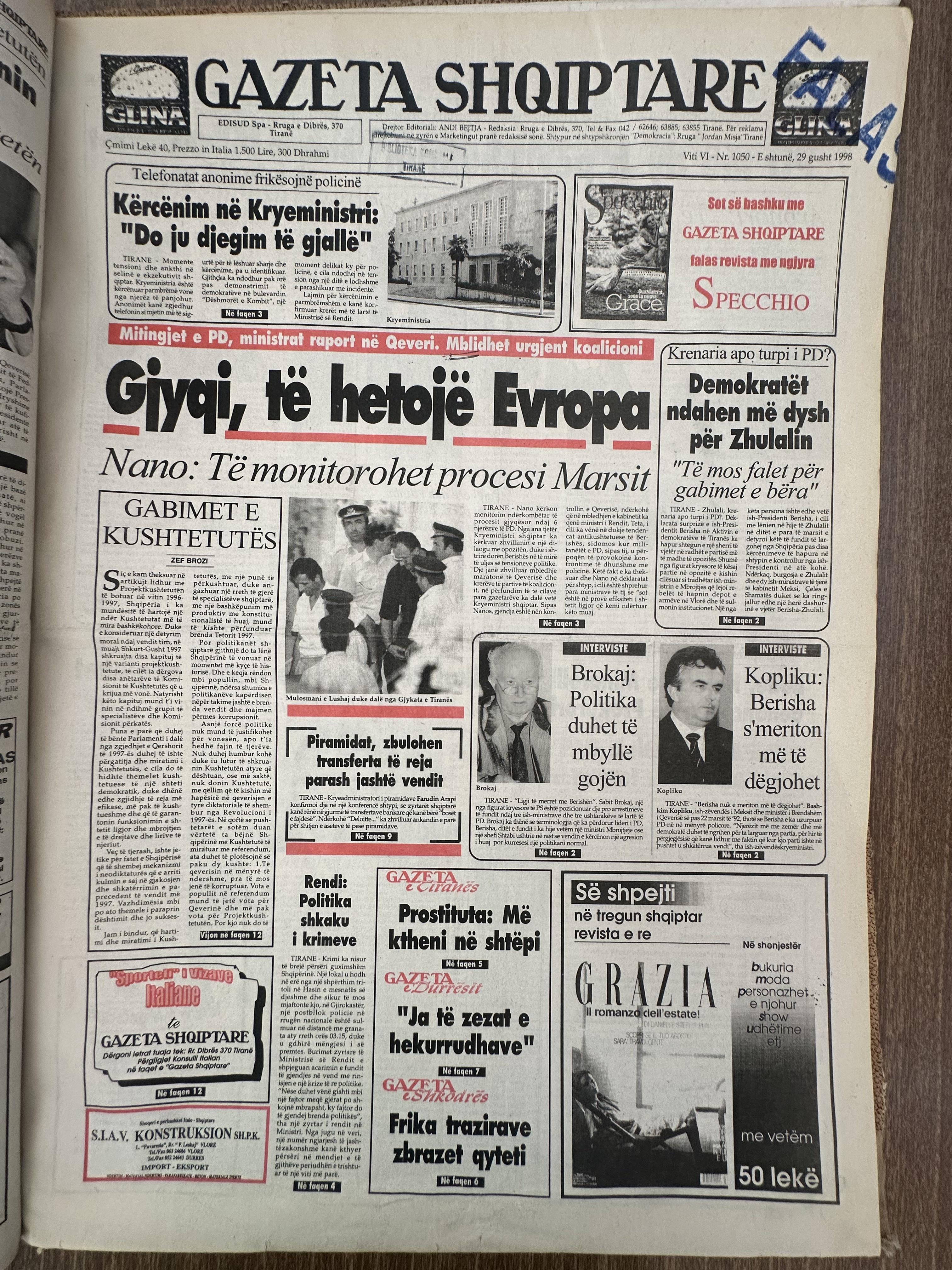 Gazeta Shqiptare 1998-08-29
