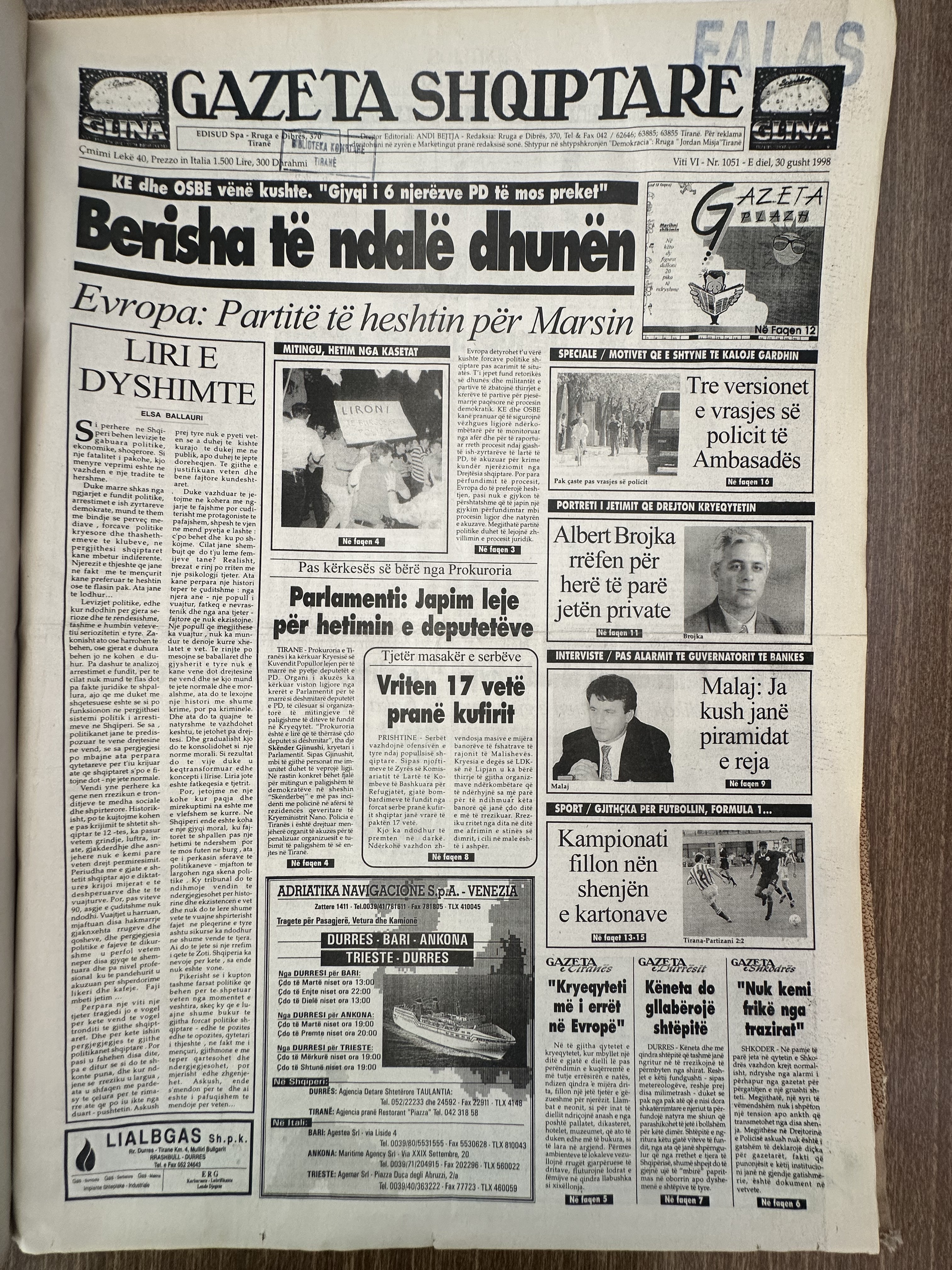 Gazeta Shqiptare 1998-08-30