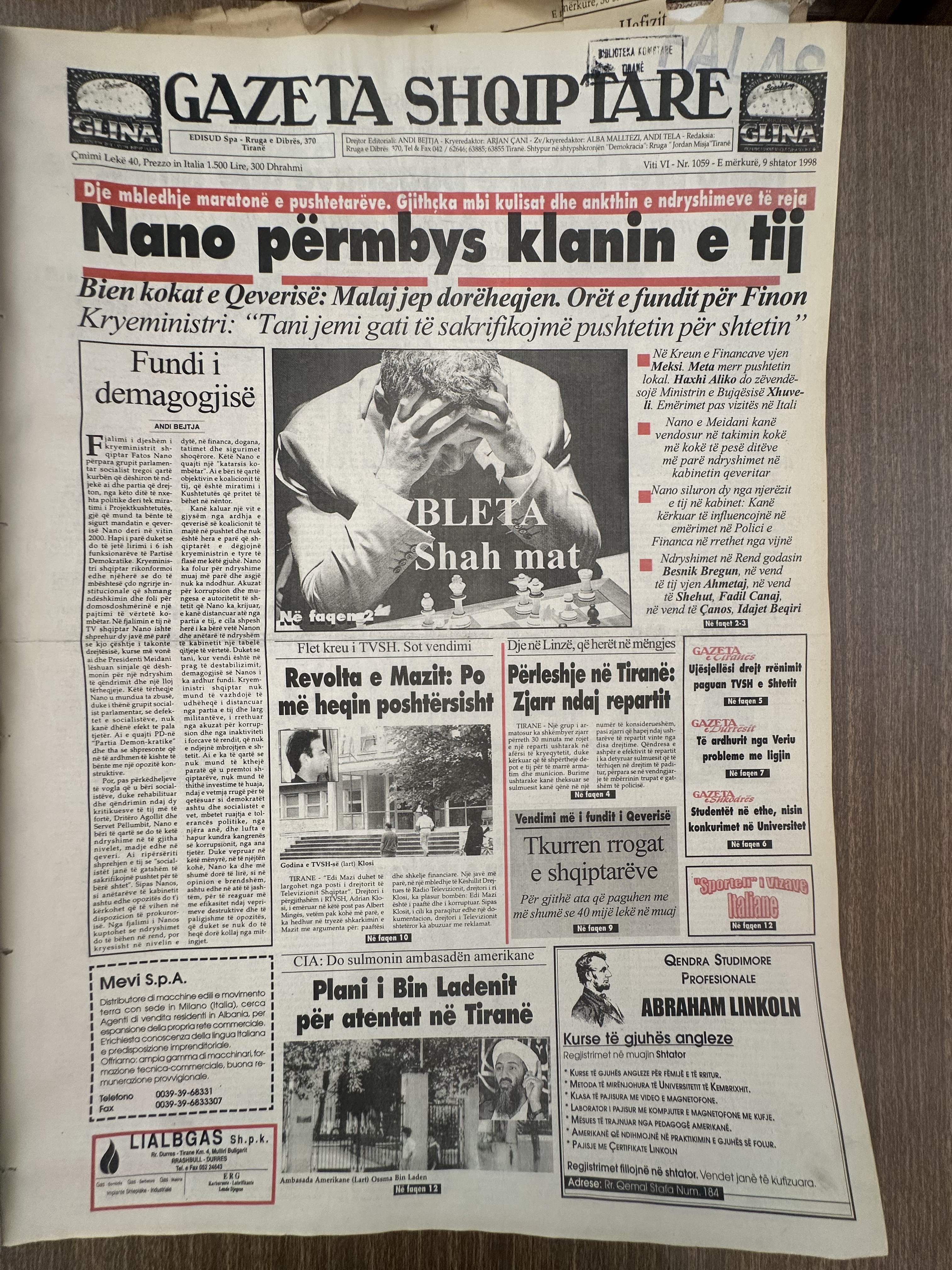 Gazeta Shqiptare 1998-02-09