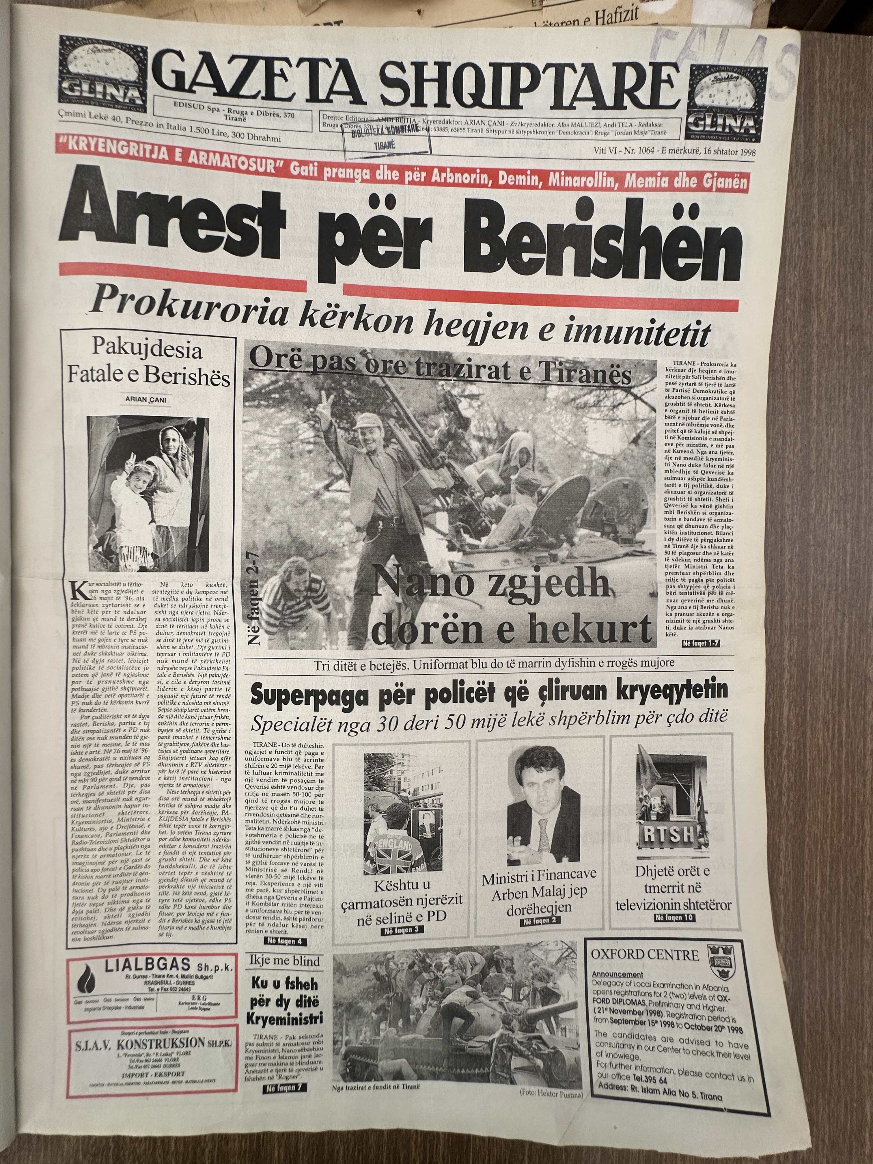 Gazeta Shqiptare 1998-02-16