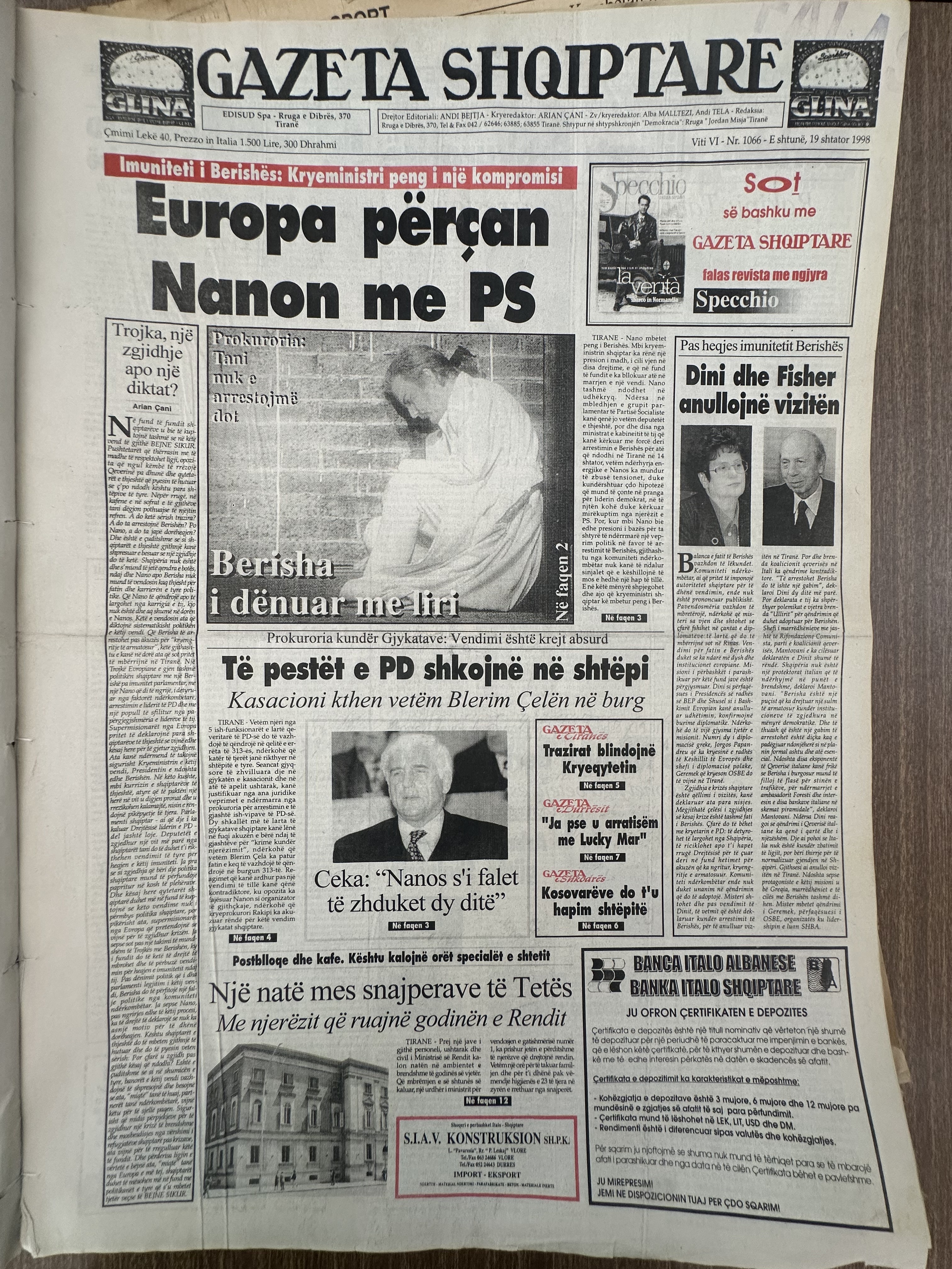 Gazeta Shqiptare 1998-09-19