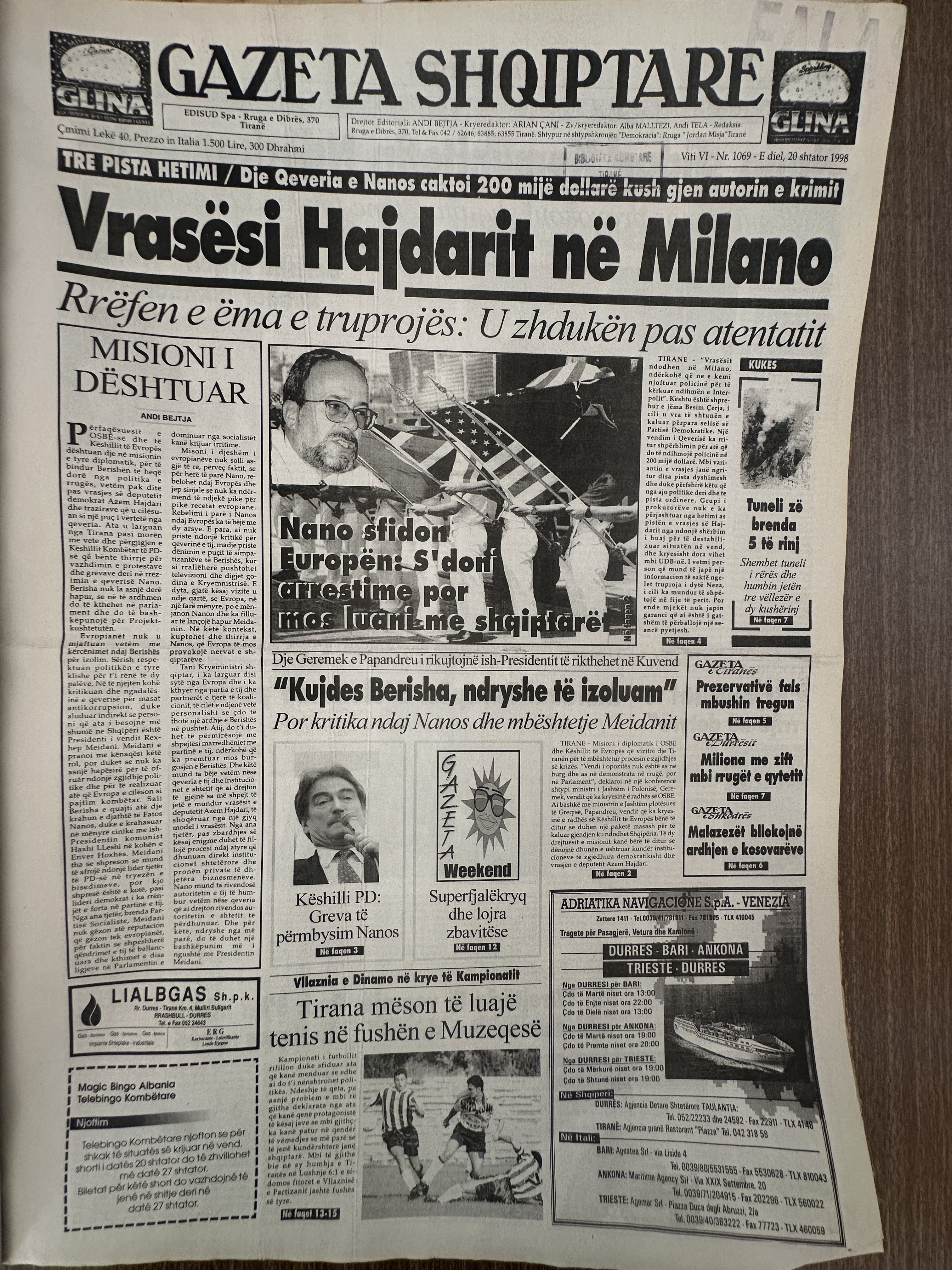 Gazeta Shqiptare 1998-09-20