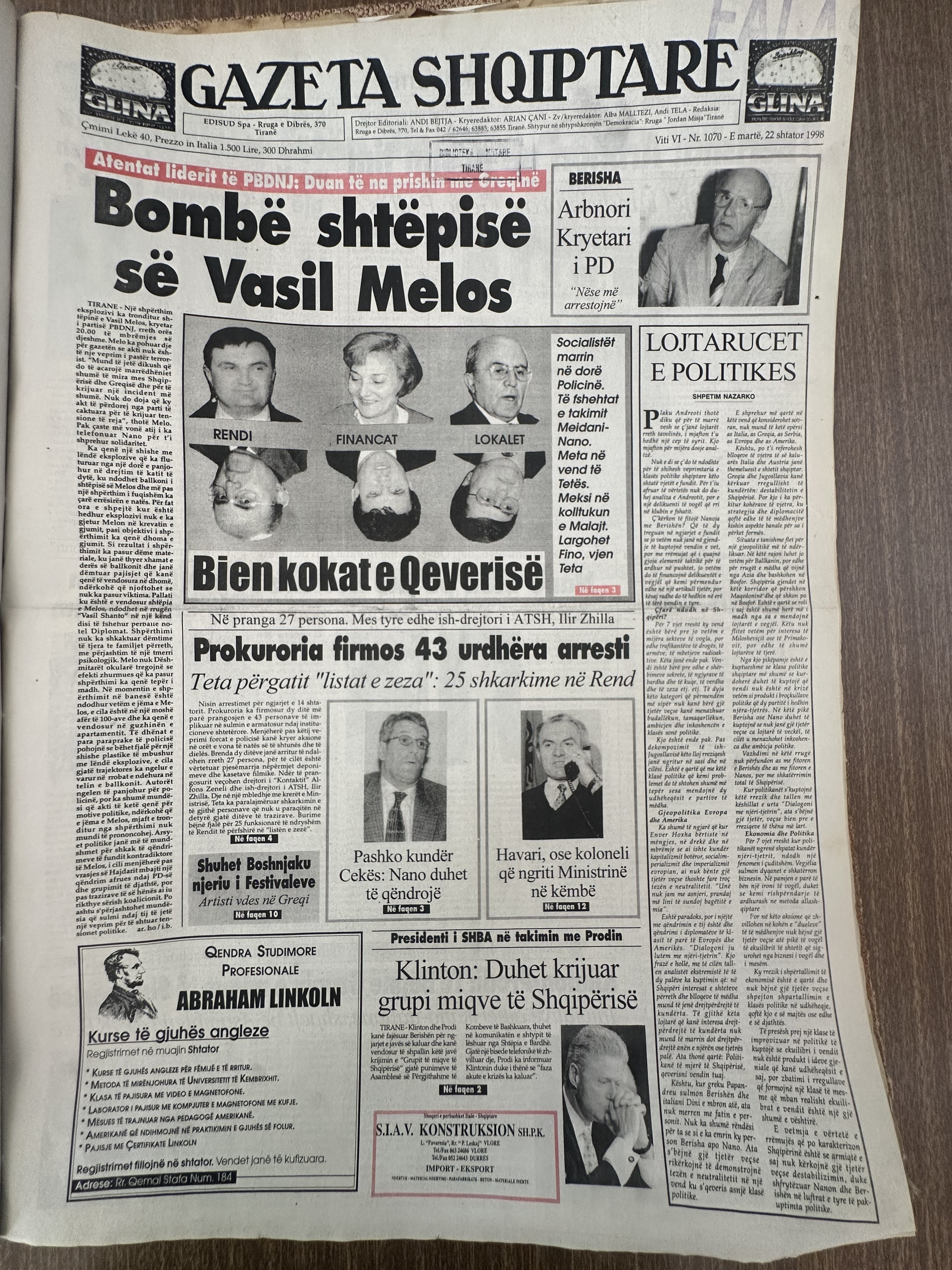 Gazeta Shqiptare 1998-09-22