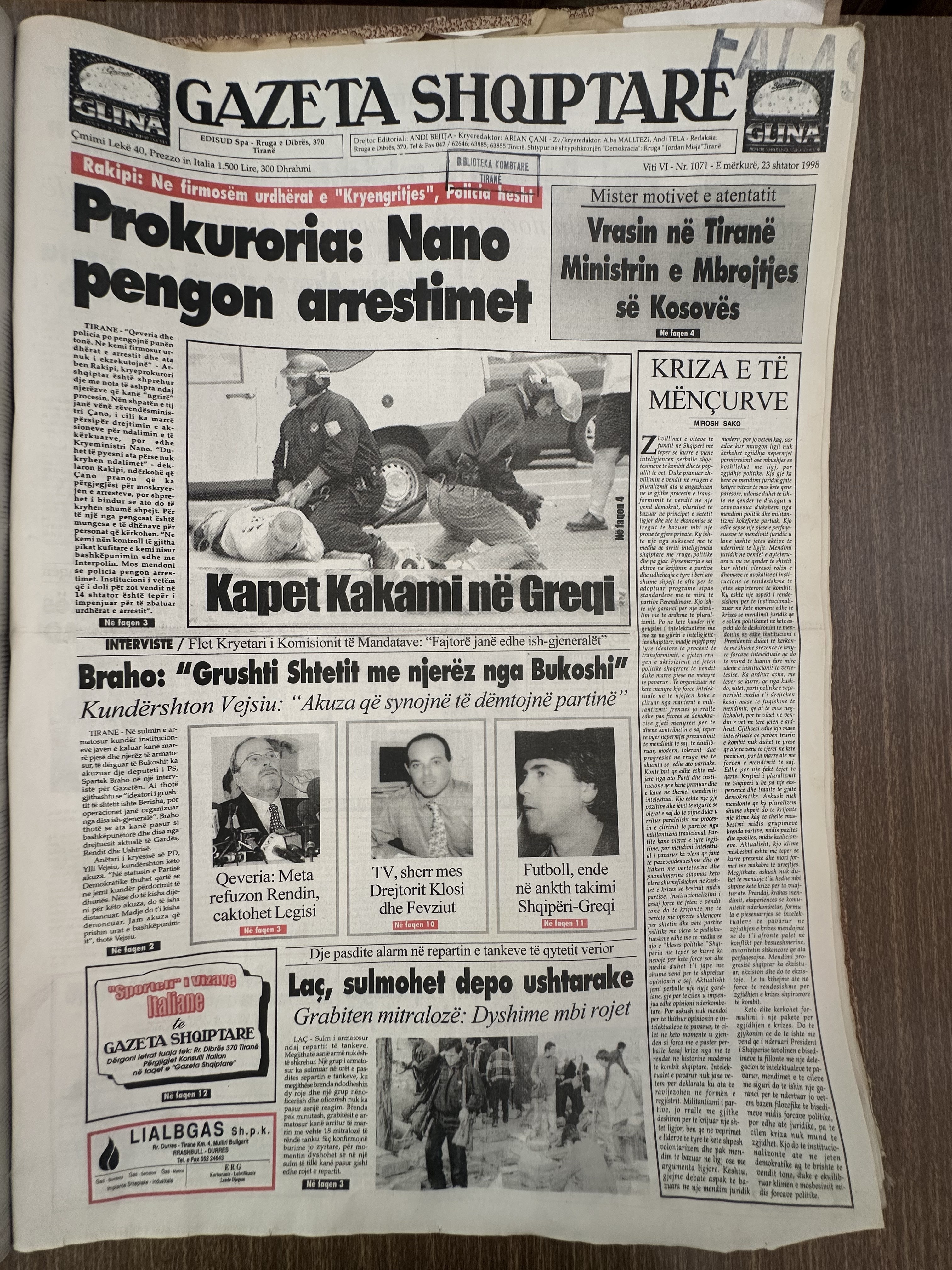 Gazeta Shqiptare 1998-09-23