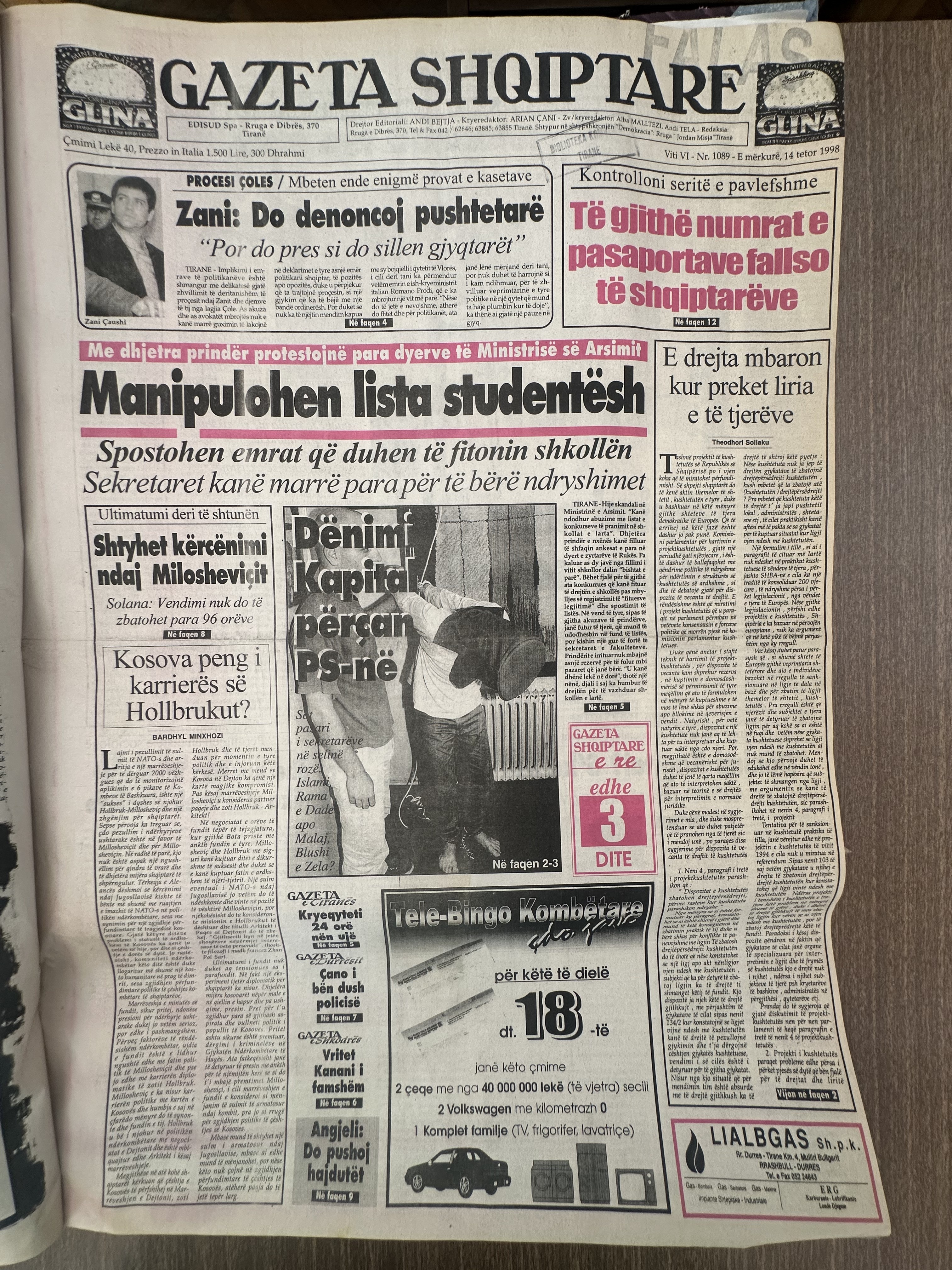 Gazeta Shqiptare 1998-10-14