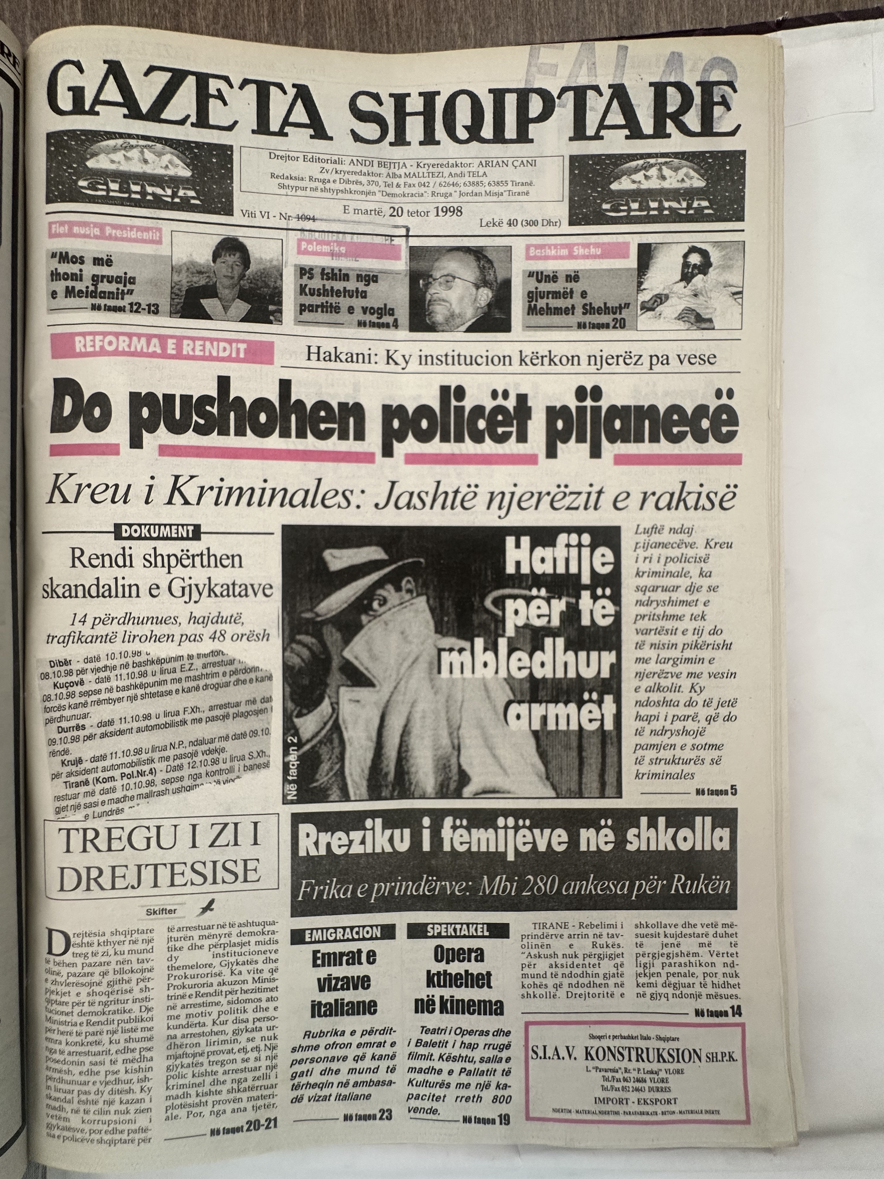 Gazeta Shqiptare 1998-10-20