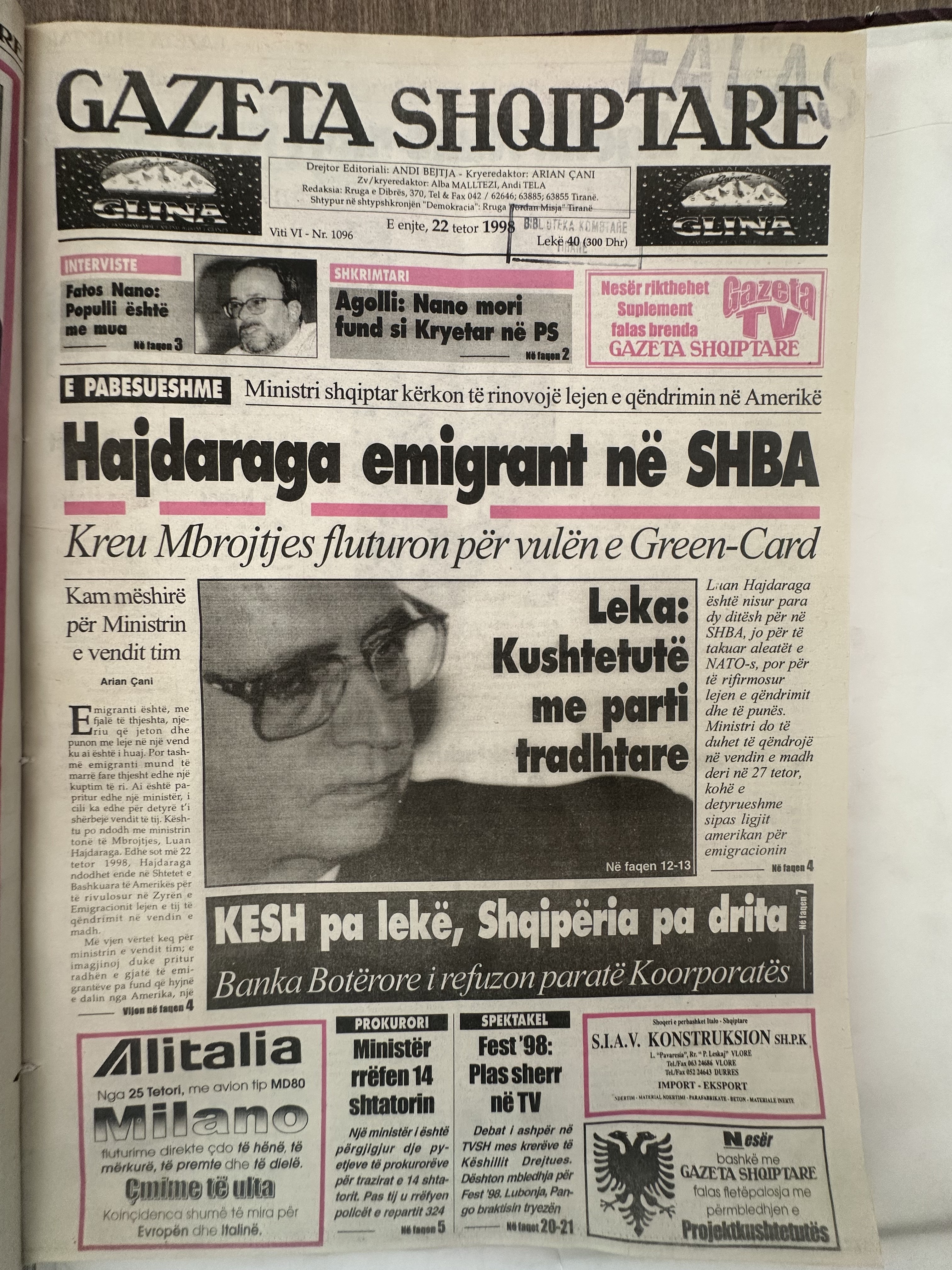 Gazeta Shqiptare 1998-10-22