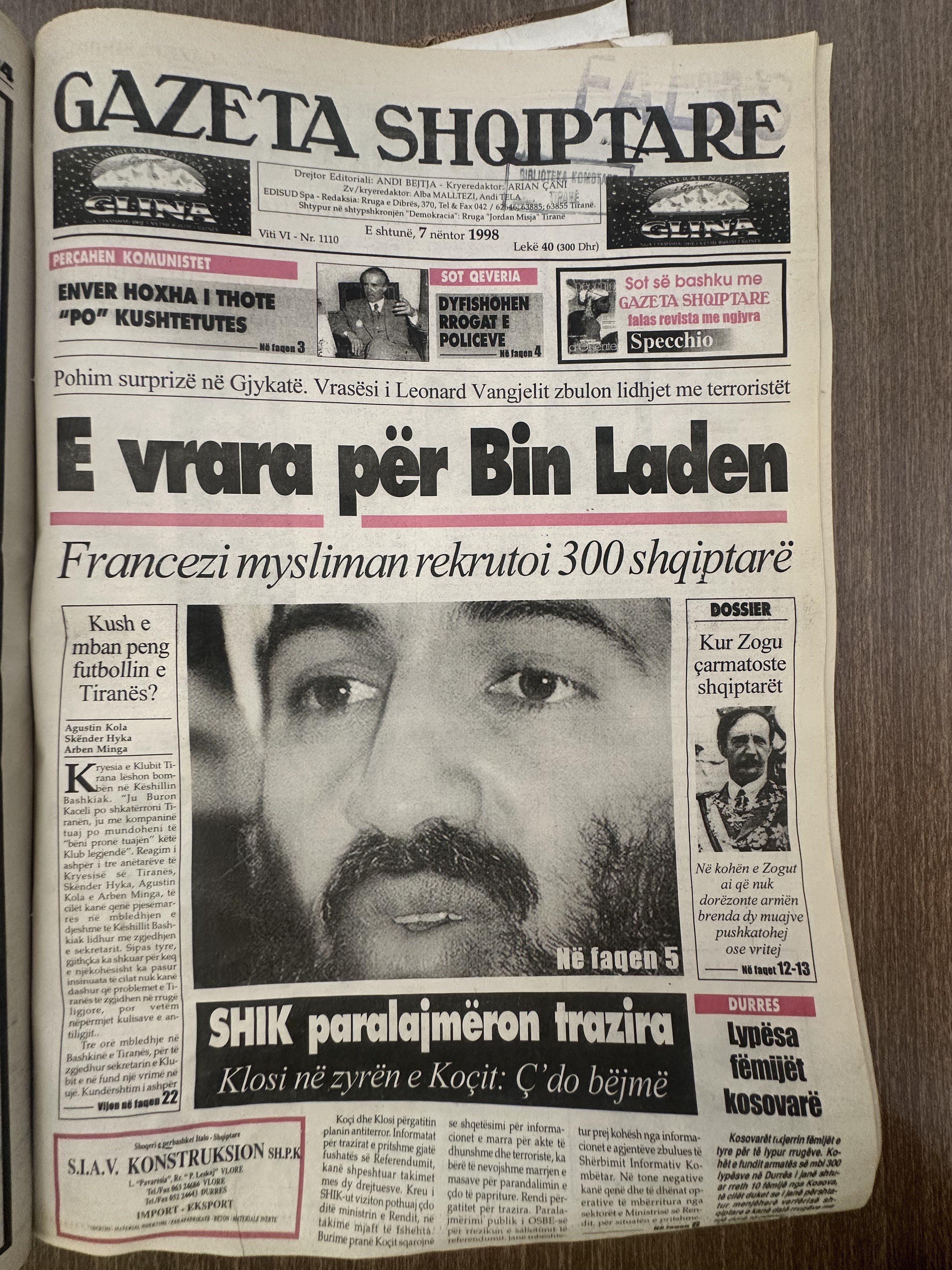 Gazeta Shqiptare 1998-11-07