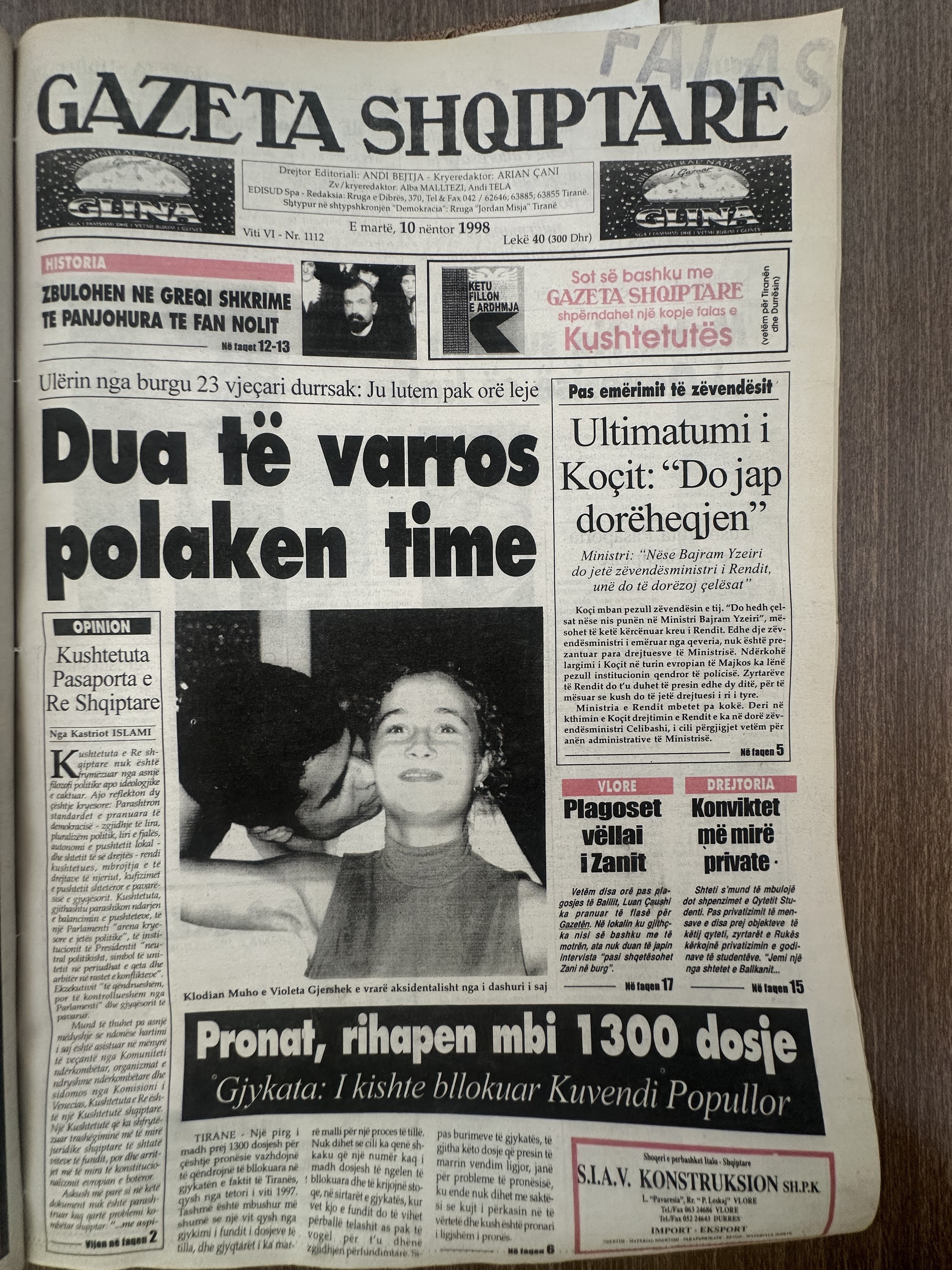 Gazeta Shqiptare 1998-11-10