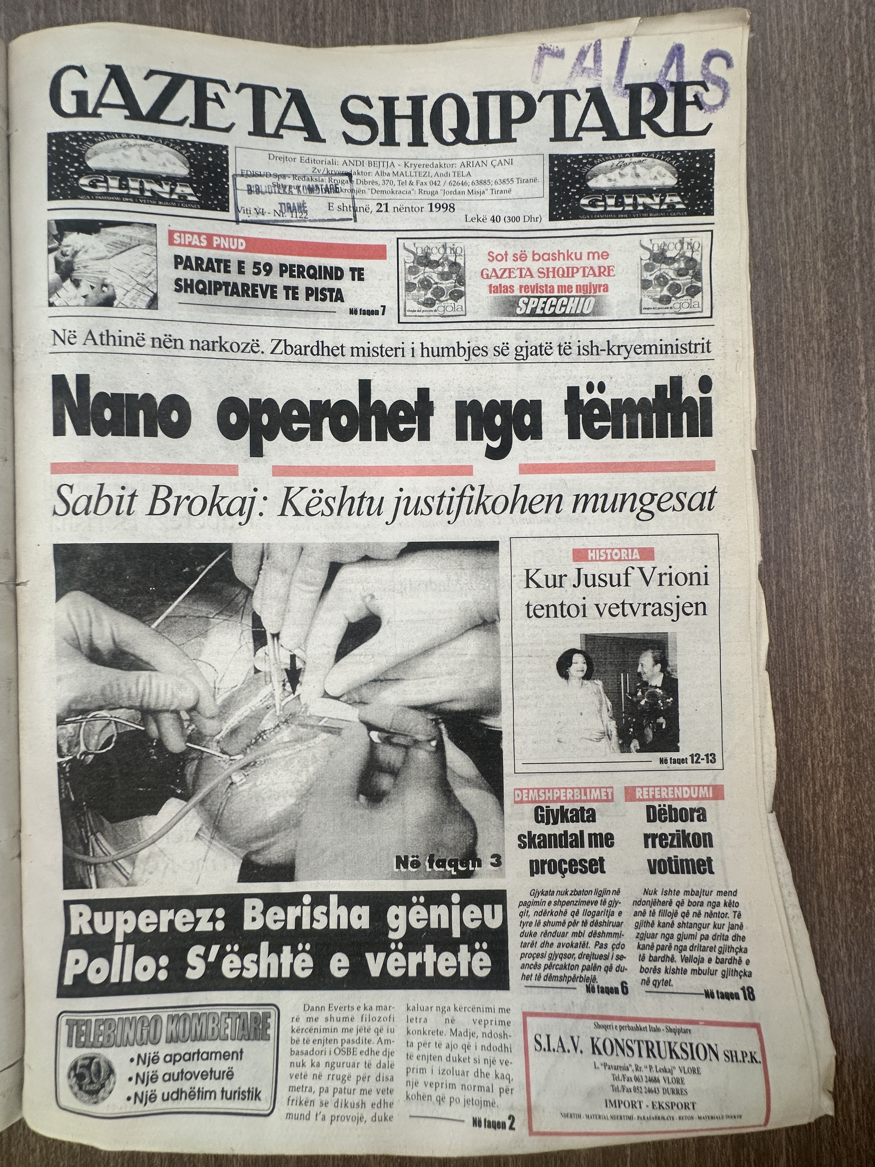 Gazeta Shqiptare 1998-11-21