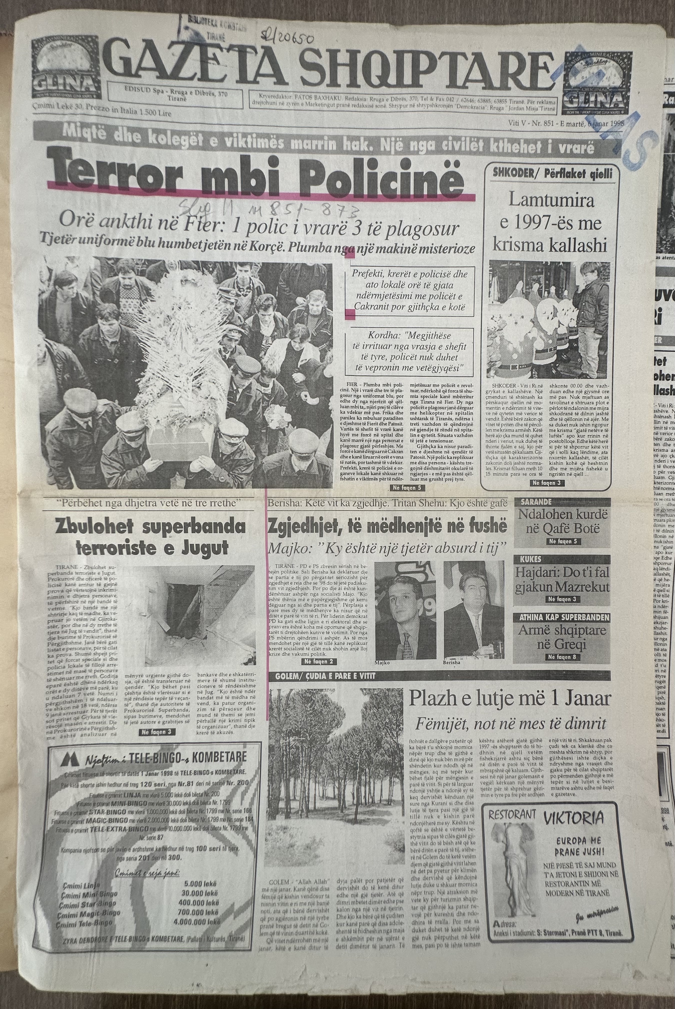 Gazeta Shqiptare 1998-01-06