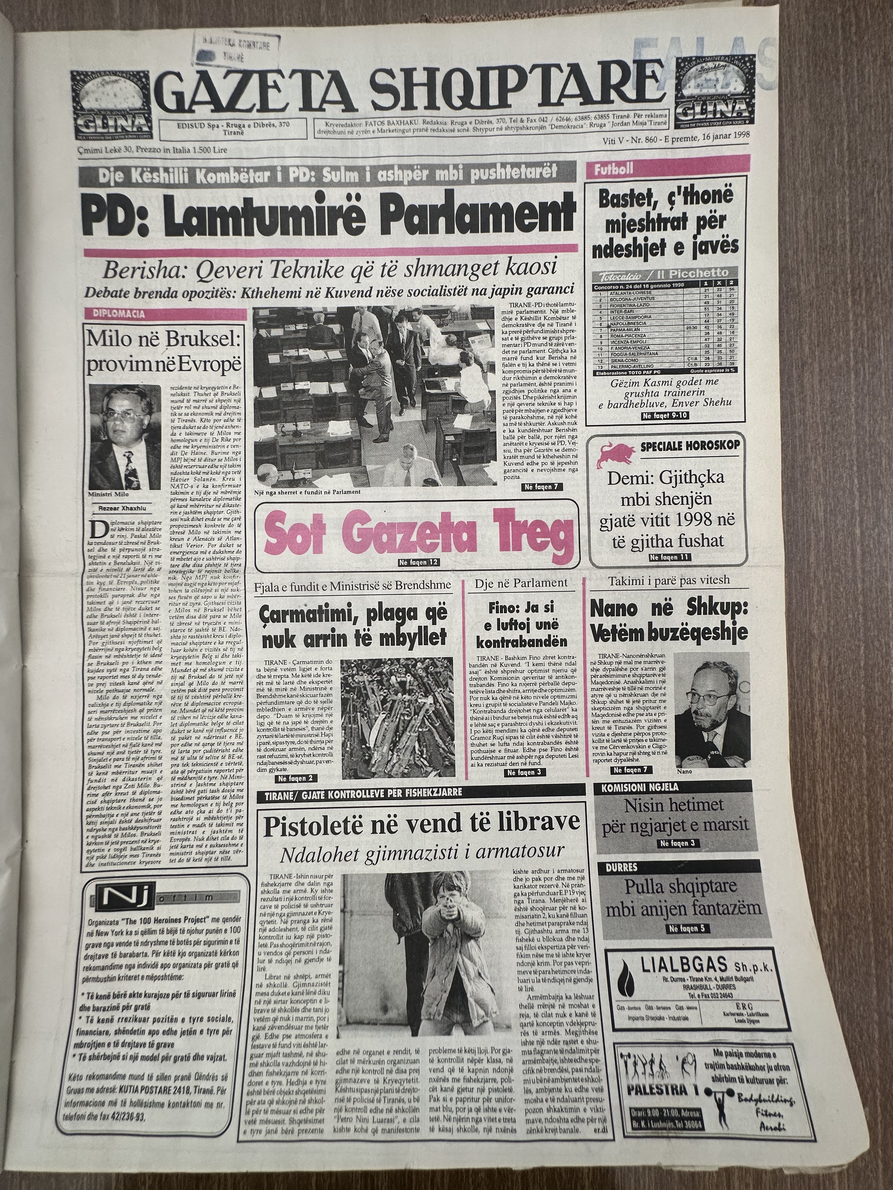 Gazeta Shqiptare 1998-01-16