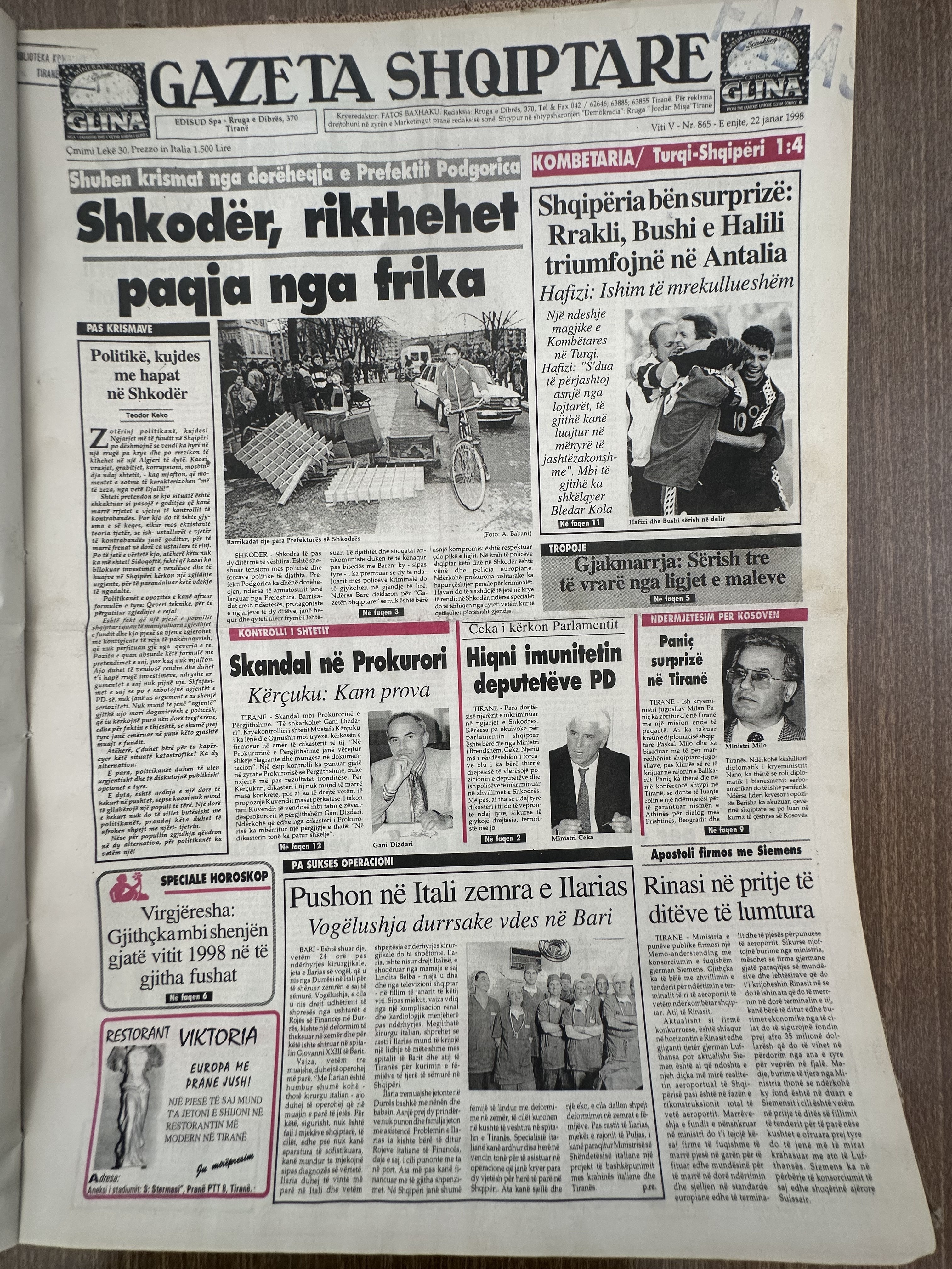 Gazeta Shqiptare 1998-01-22