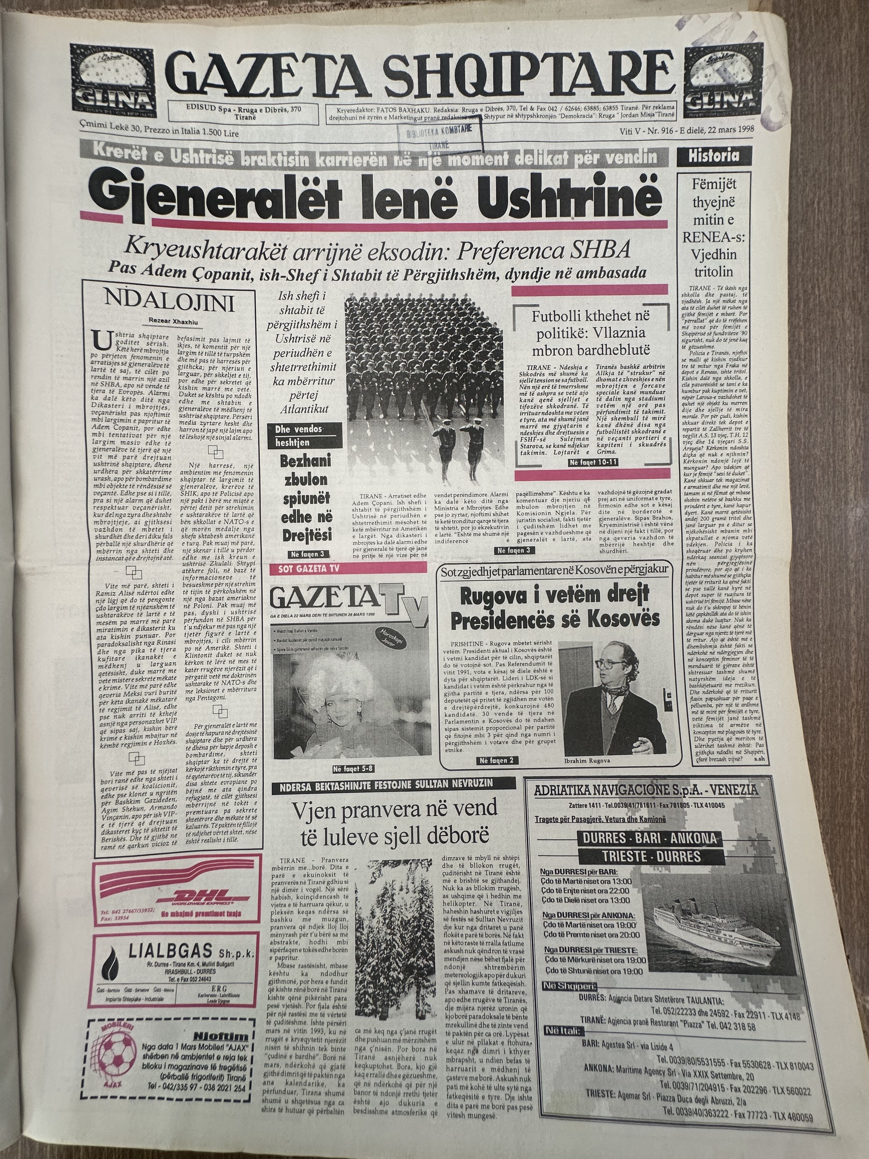 Gazeta Shqiptare 1998-03-22