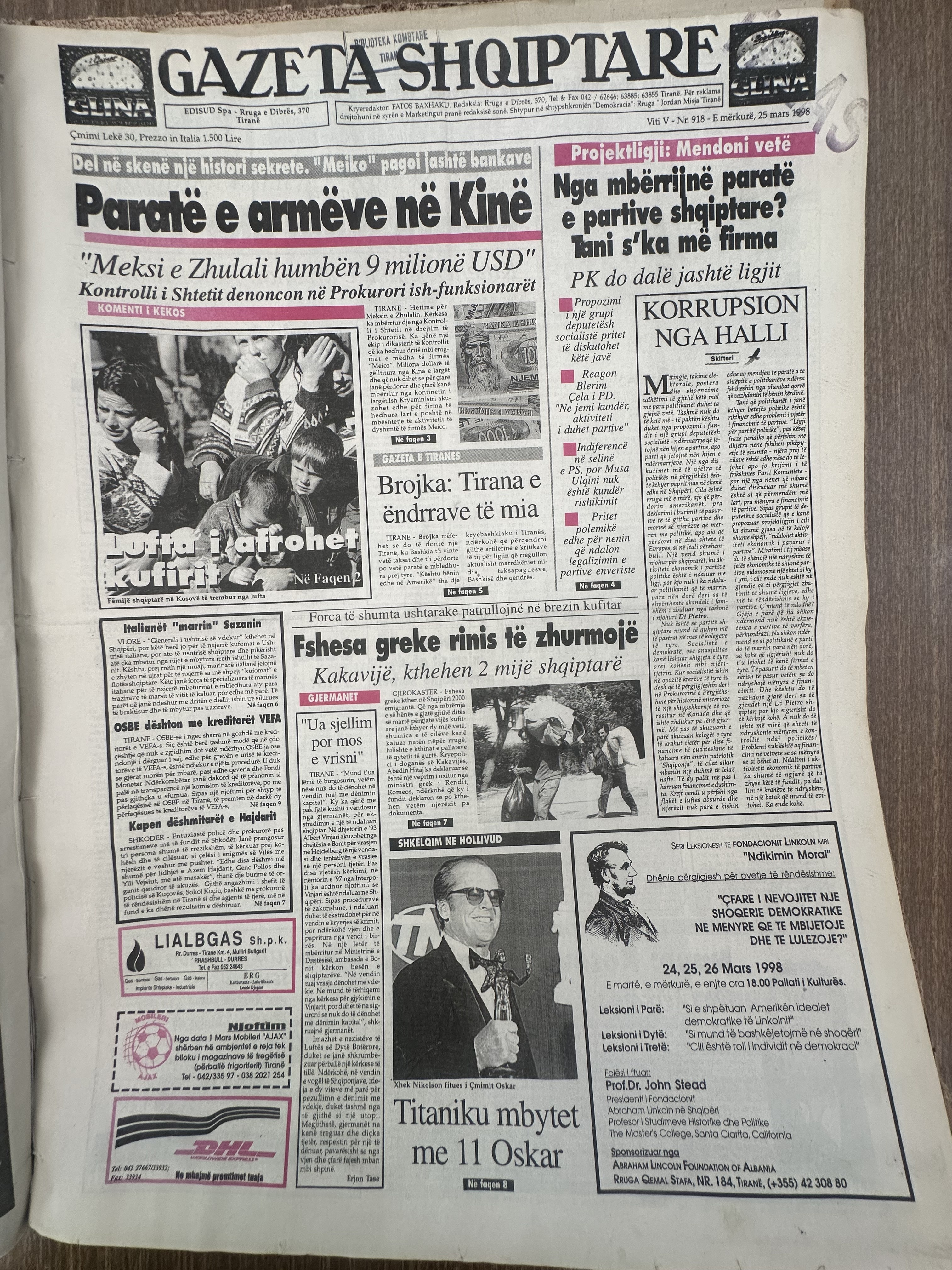 Gazeta Shqiptare 1998-03-25