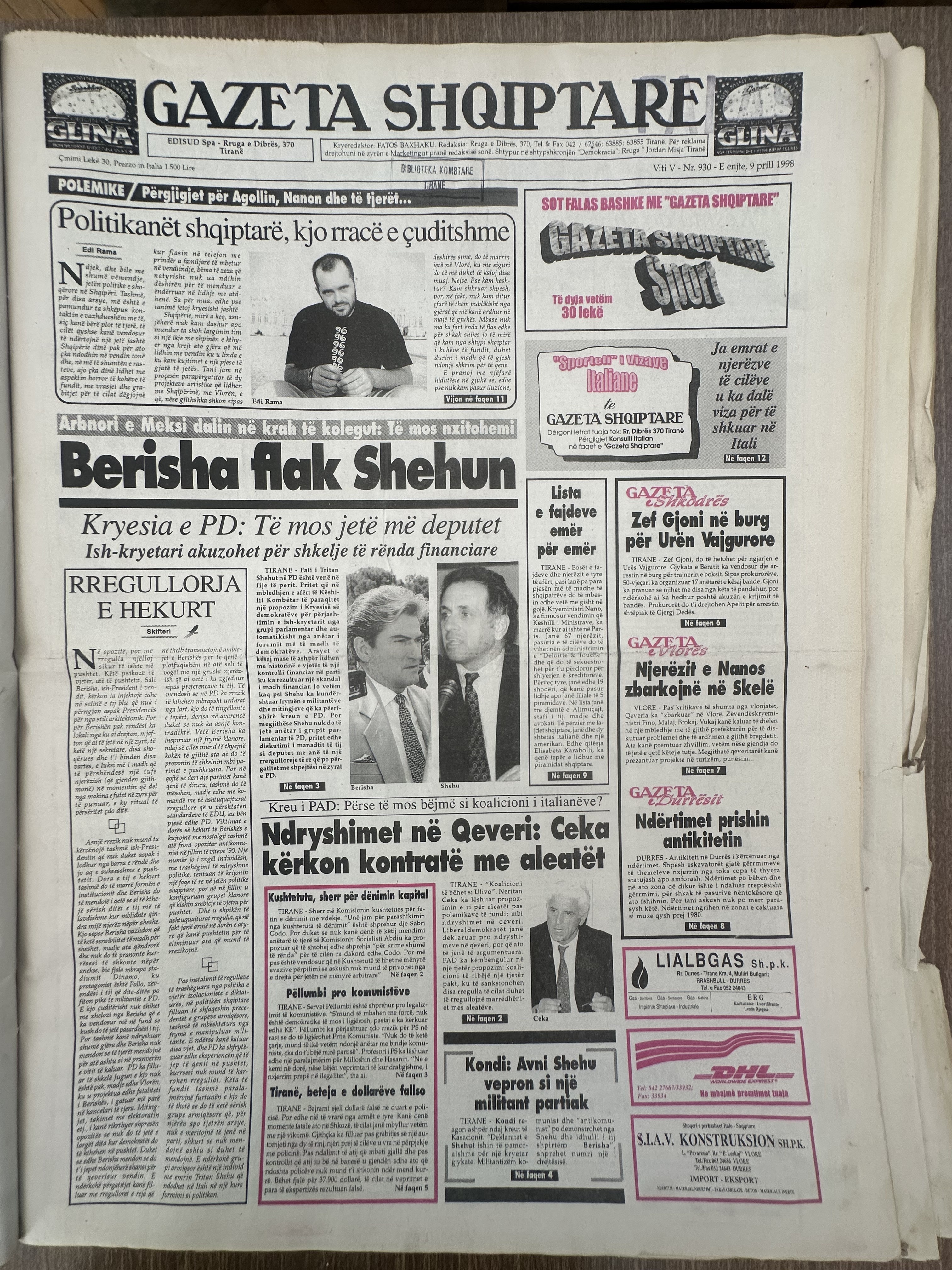 Gazeta Shqiptare 1998-04-09