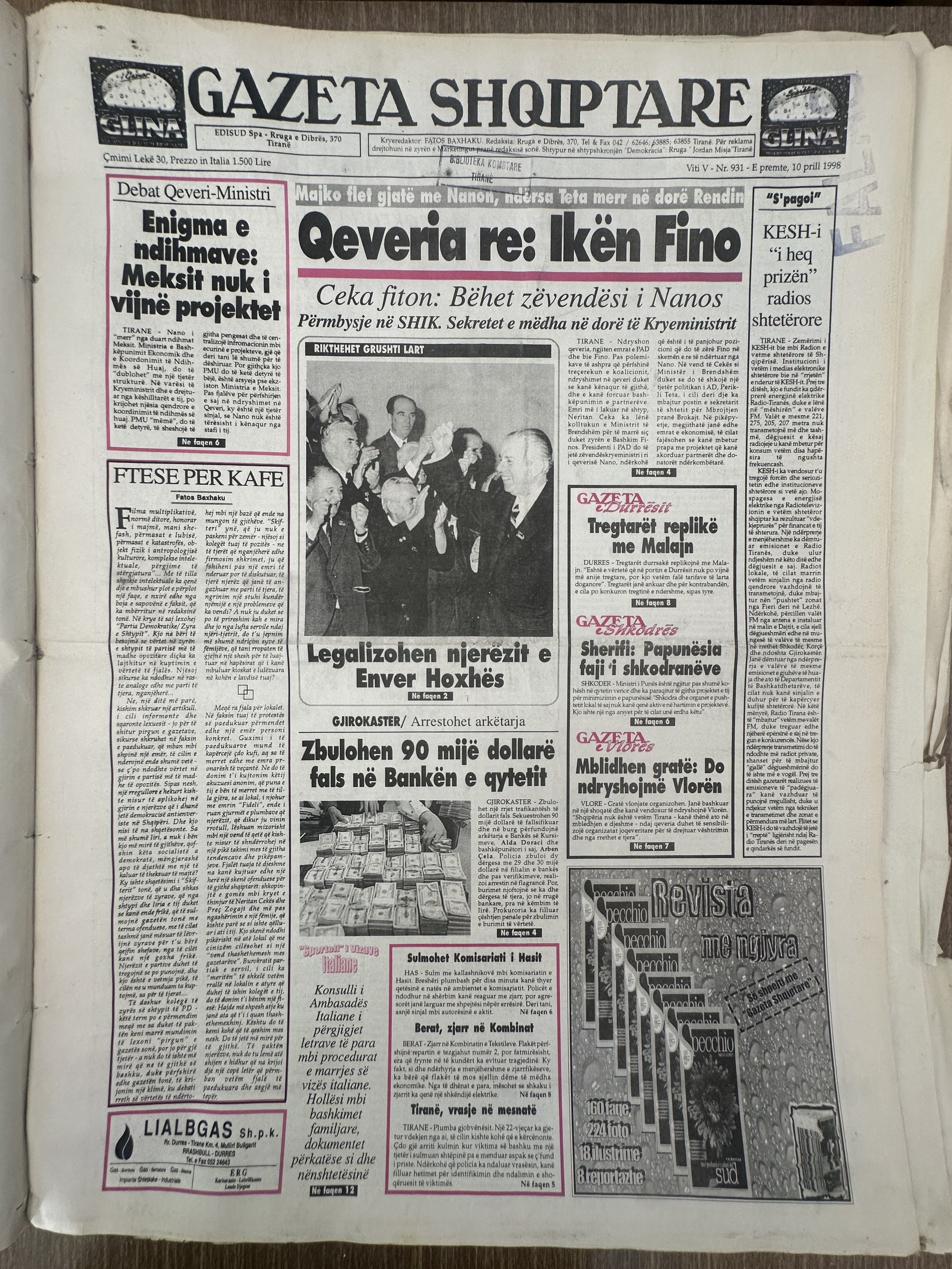 Gazeta Shqiptare 1998-04-10