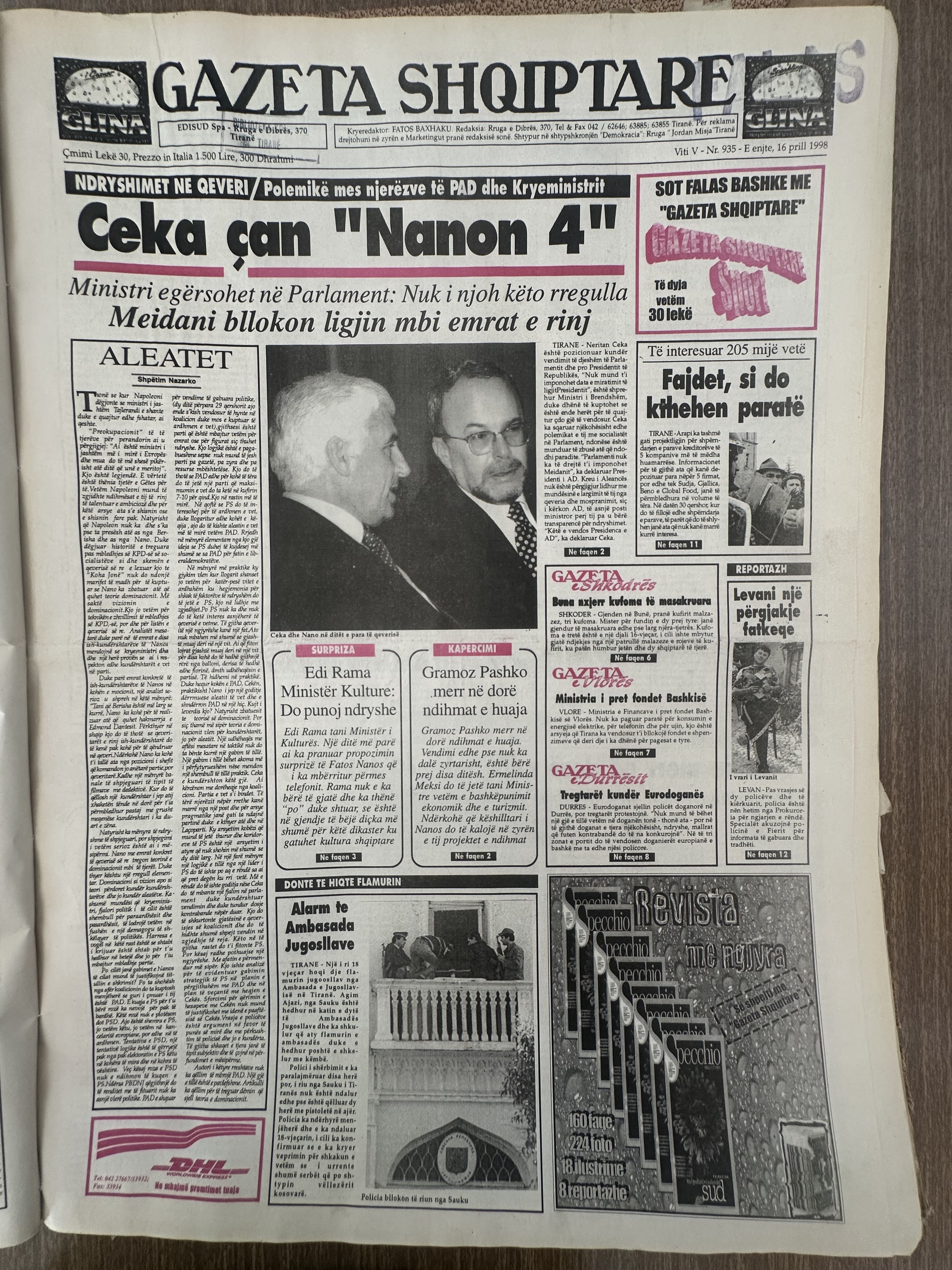 Gazeta Shqiptare 1998-04-16