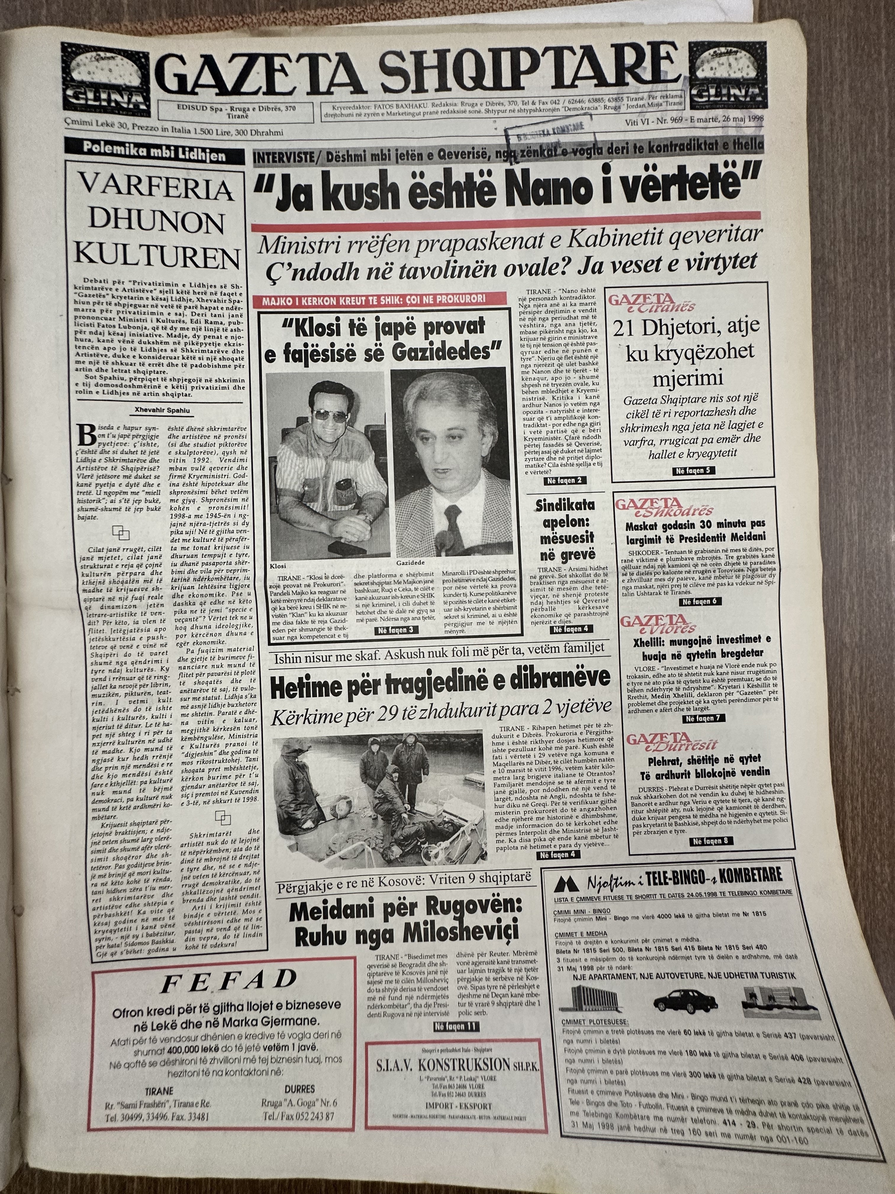 Gazeta Shqiptare 1998-05-26