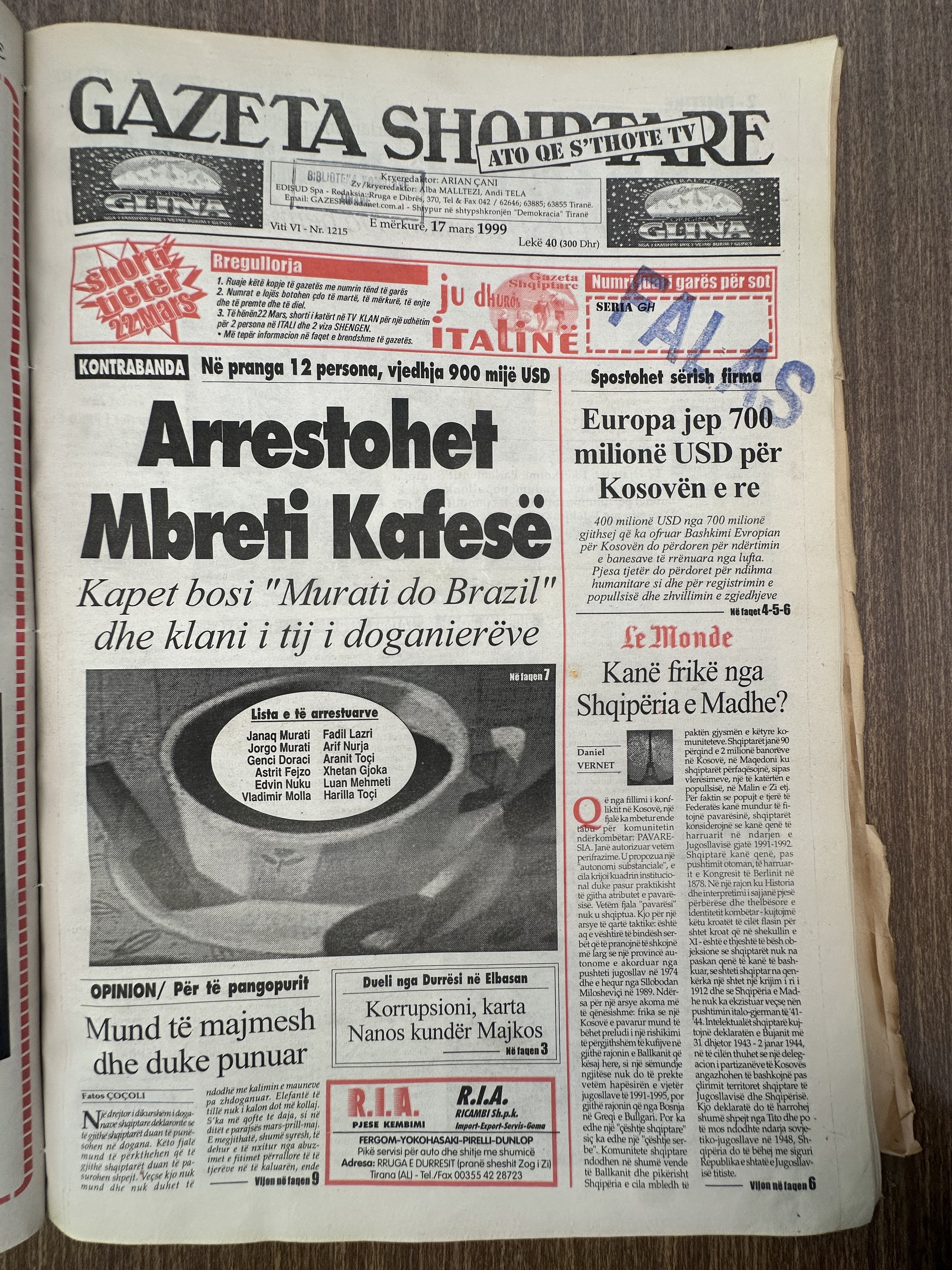 Gazeta Shqiptare 1999-03-17