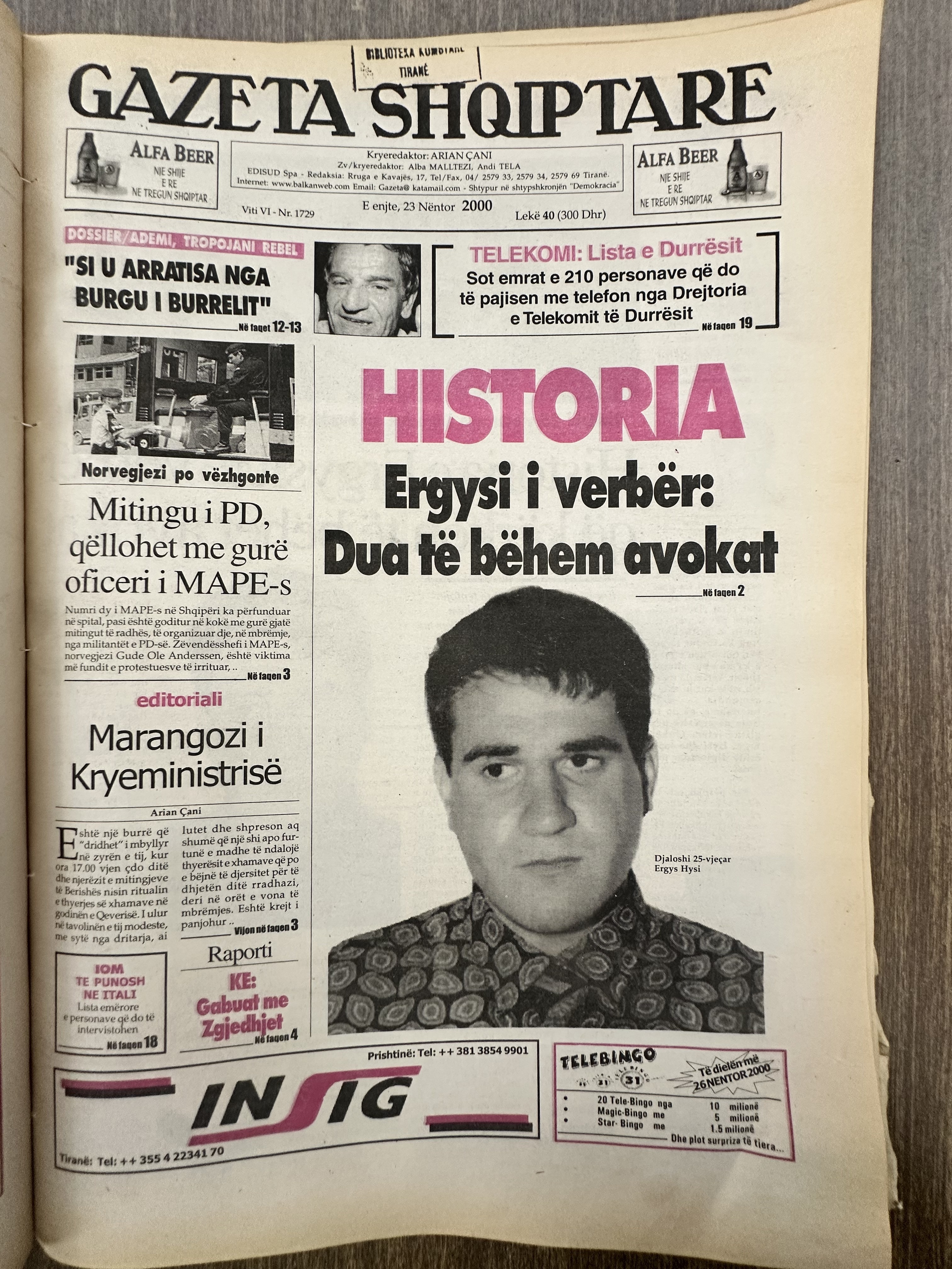 Gazeta Shqiptare 2000-11-23