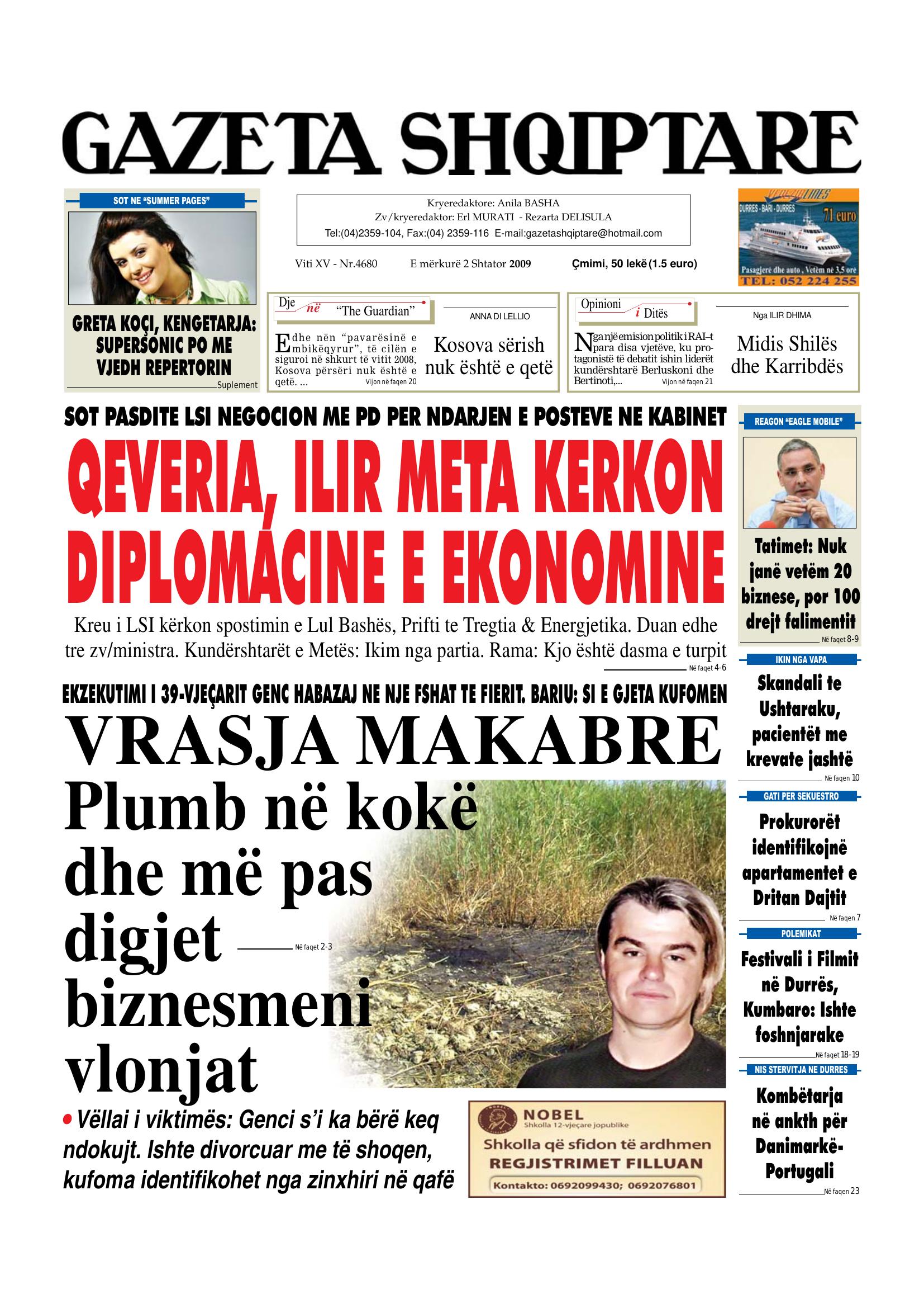 Gazeta Shqiptare 2009-09-02
