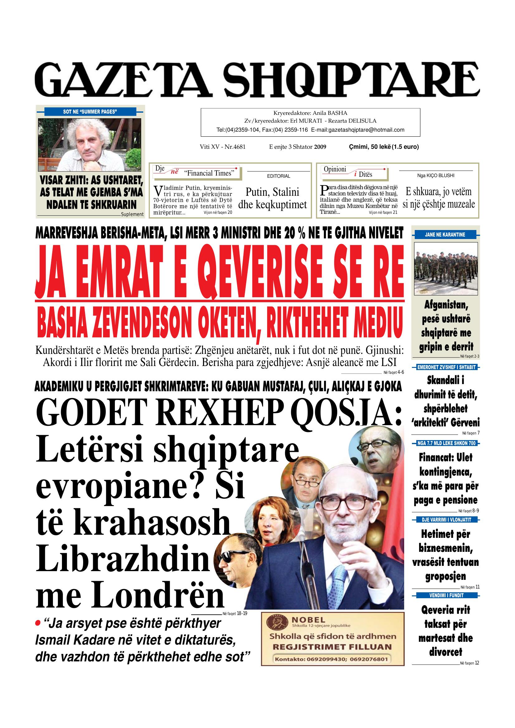 Gazeta Shqiptare 2009-09-03