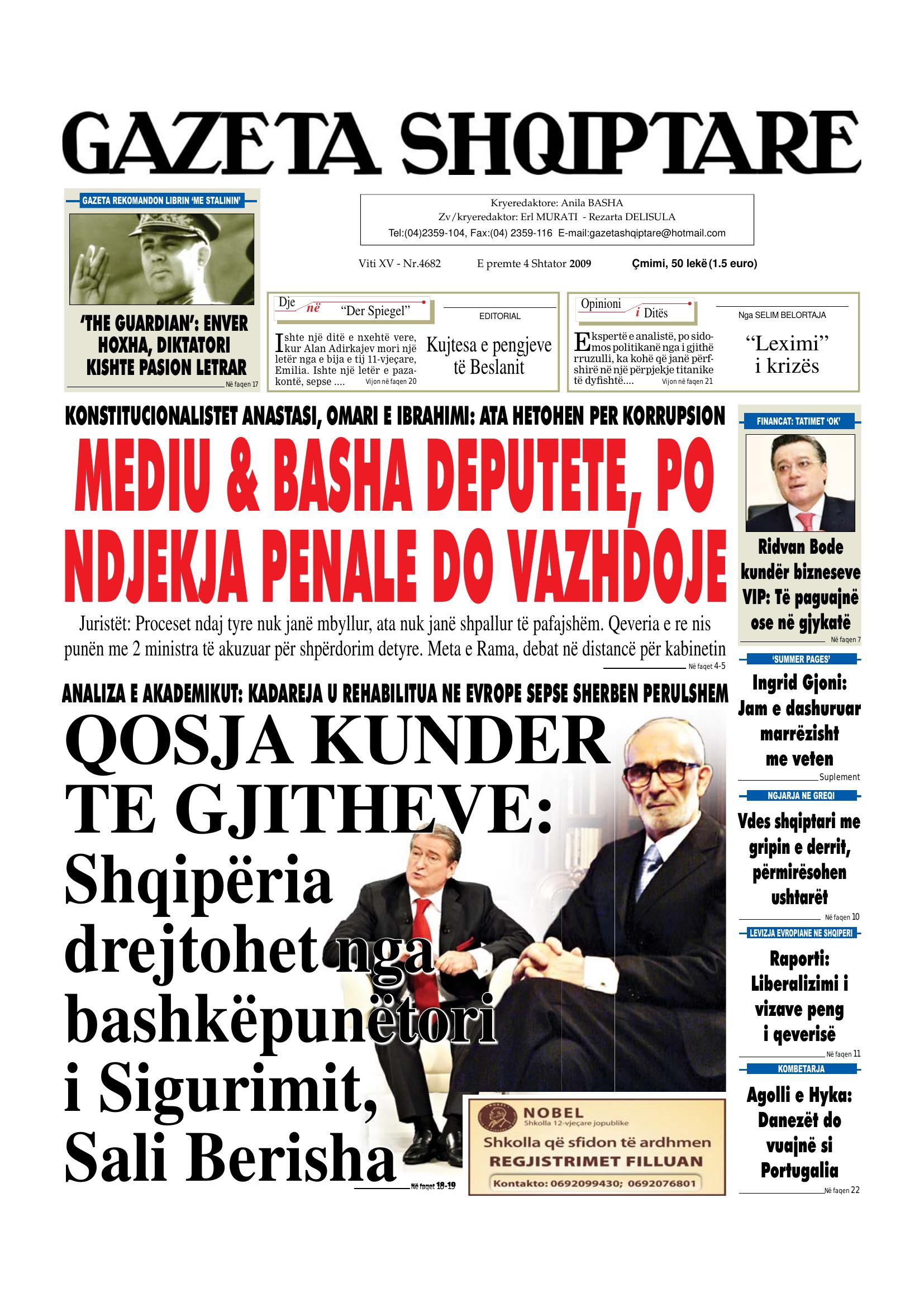 Gazeta Shqiptare 2009-09-04