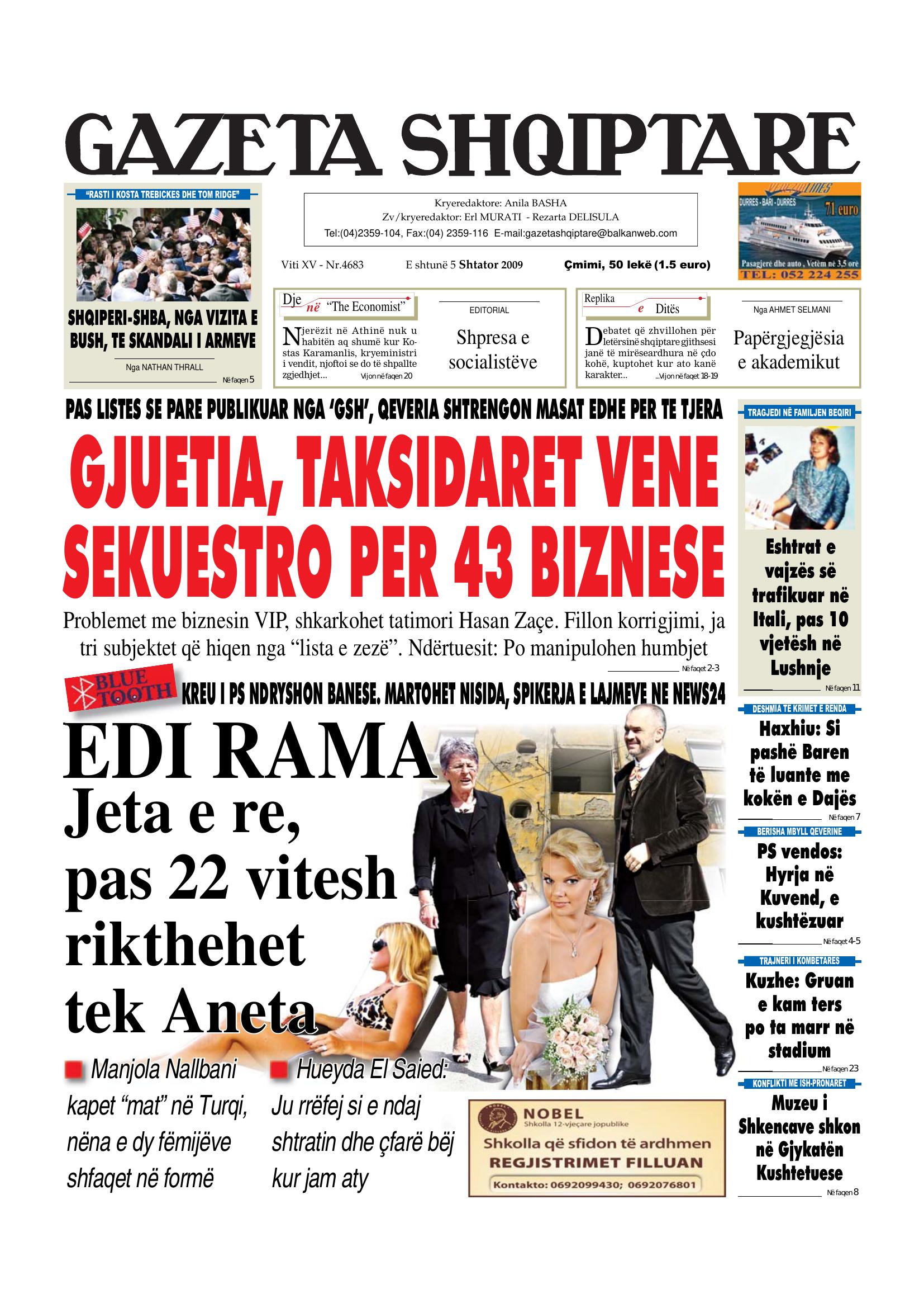 Gazeta Shqiptare 2009-09-05